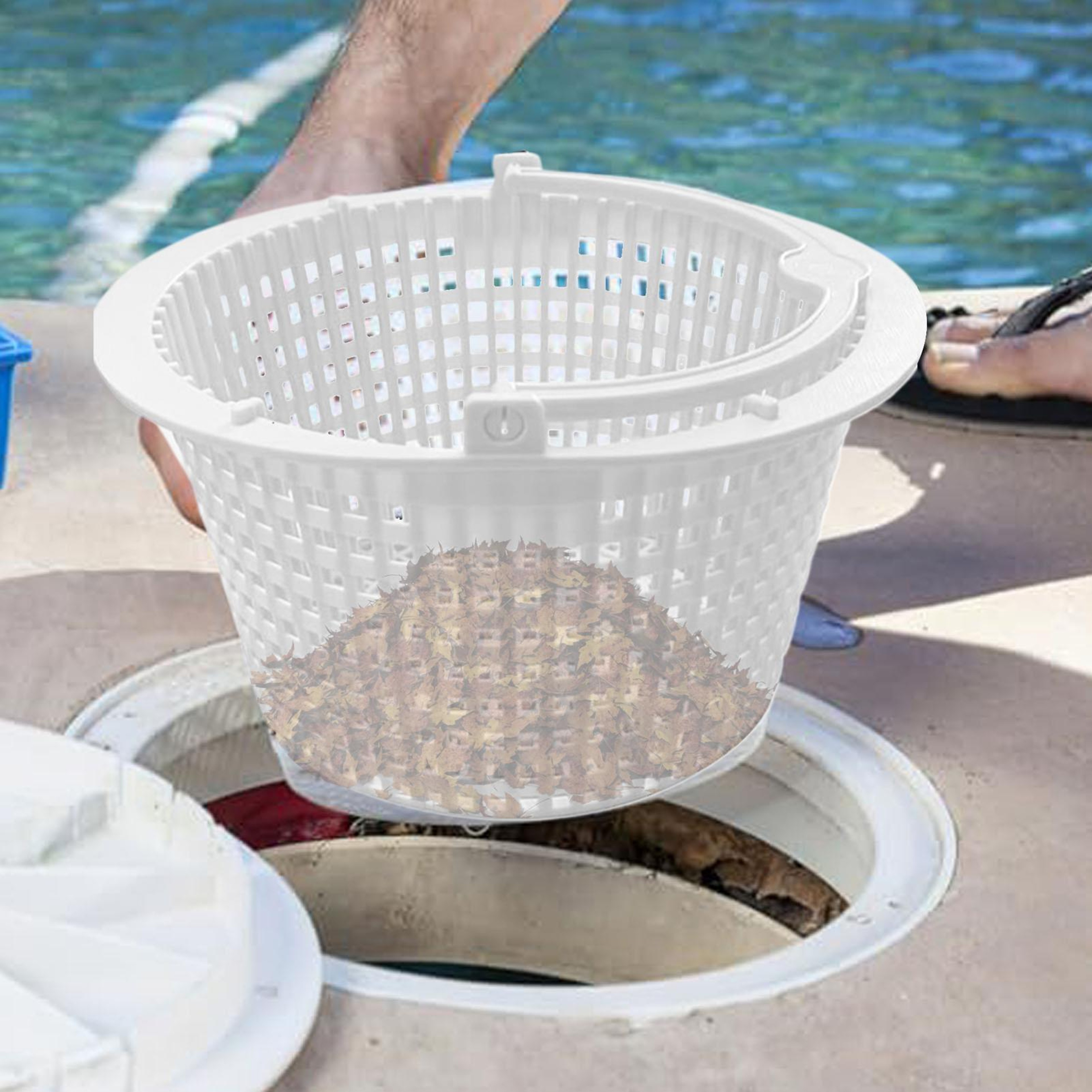 Heavy Duty Pool Skimmer Basket For Above Ground Pool Skimmer Reusable Pool Leaf Basket Filter 2