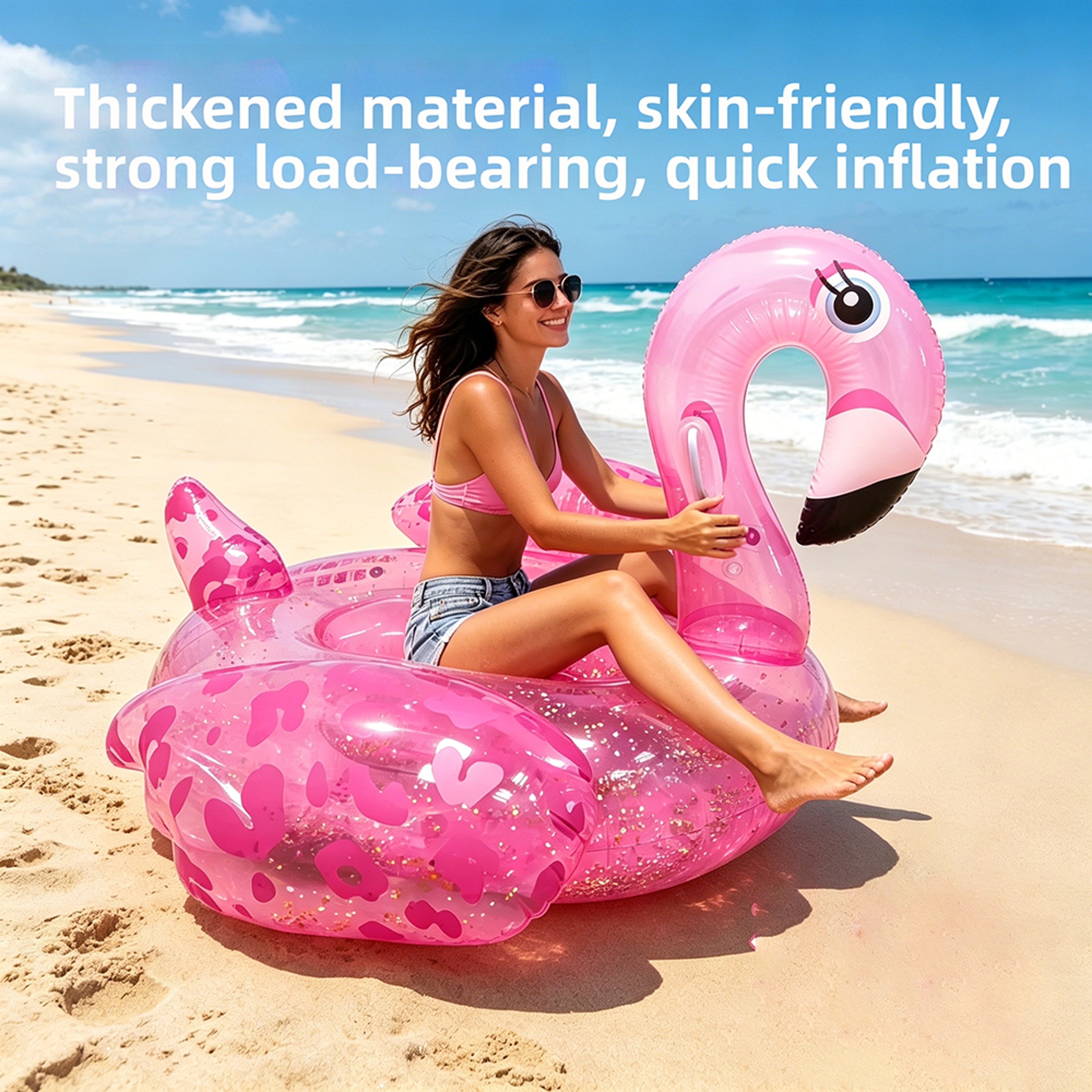 Sparkling Flamingo Pool Float Inflatable Swim Ring for Kids & Adults Summer Water Fun – view 1