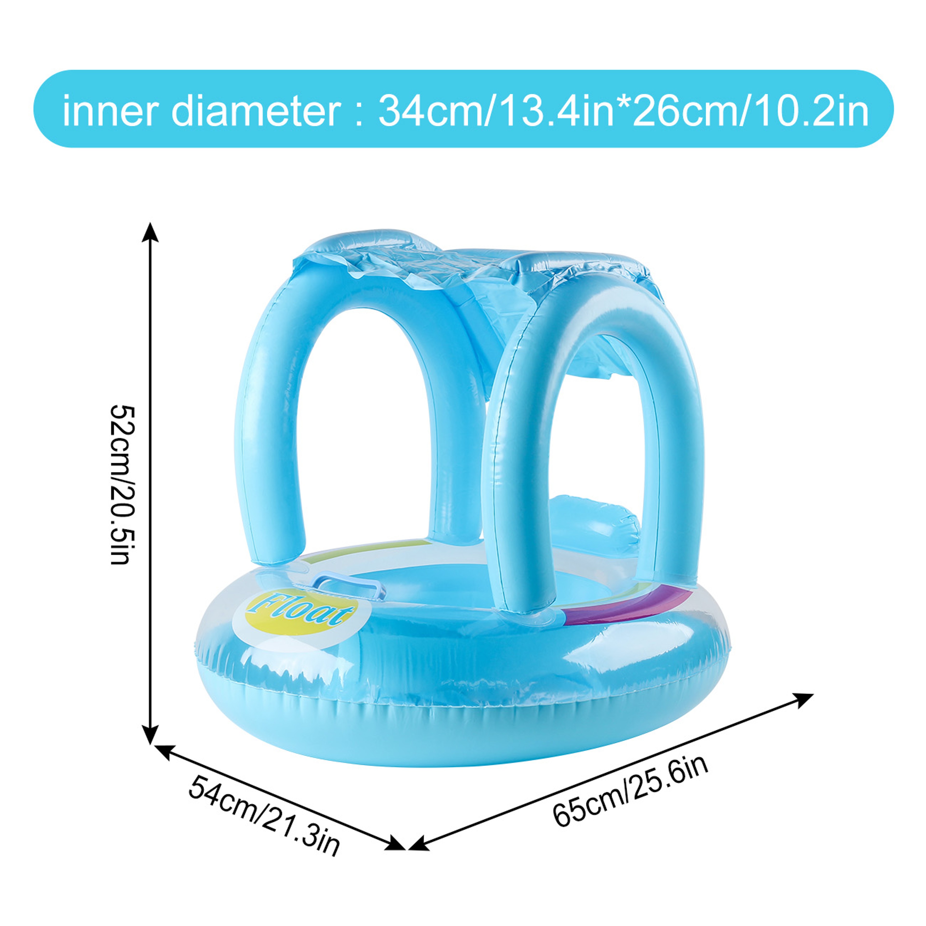 Inflatable Pool Float With Canopy Shade Floating Pool Lounge Chair With Back Support 4