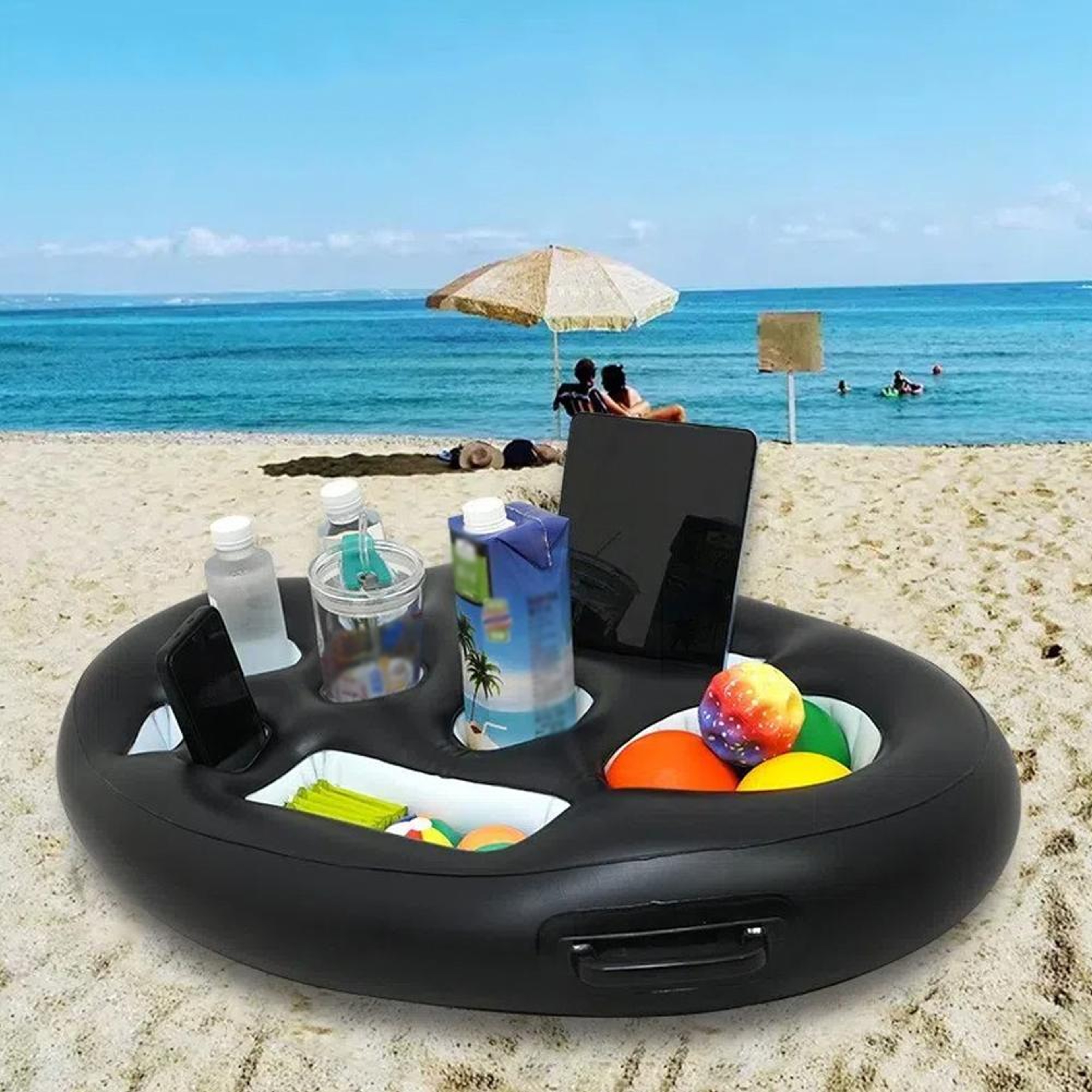 Inflatable Pool Drink Holder Floating Drink Tray with Cup Holders for Pool Parties & Beach Fun – view 2