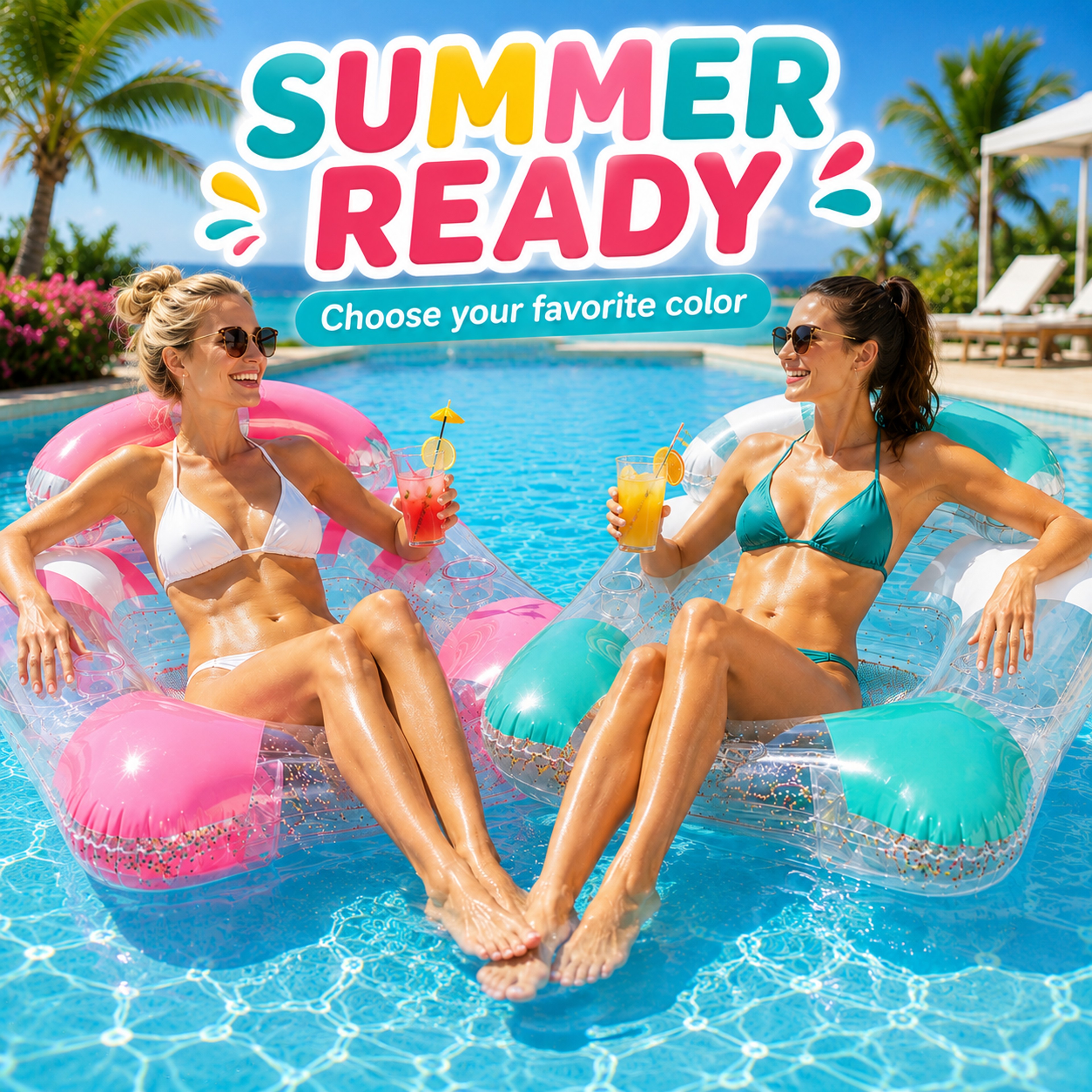 Transparent Inflatable Pool Float Lounge Chair With Cup Holder  Mesh Seat For Pool And Beach Relaxa 0