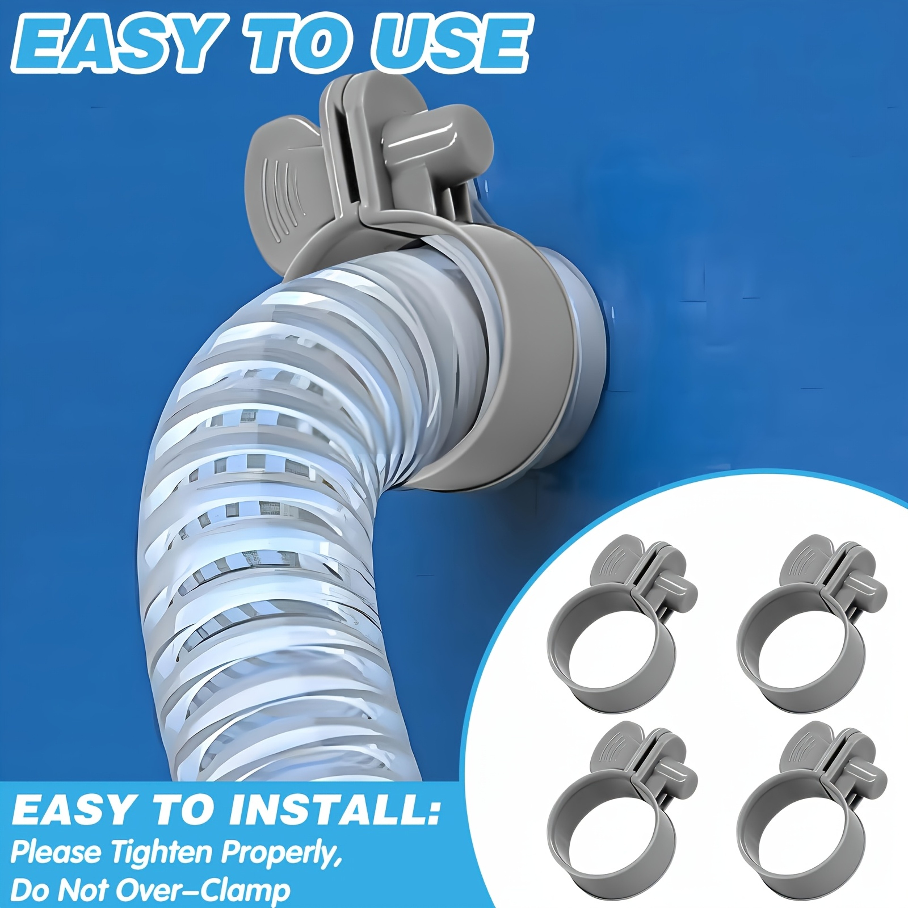 4Pcs Pool Hose Clamp Set Leak Proof Safe Pipe Connection Fittings Replacement Accessories Fit Intex 0