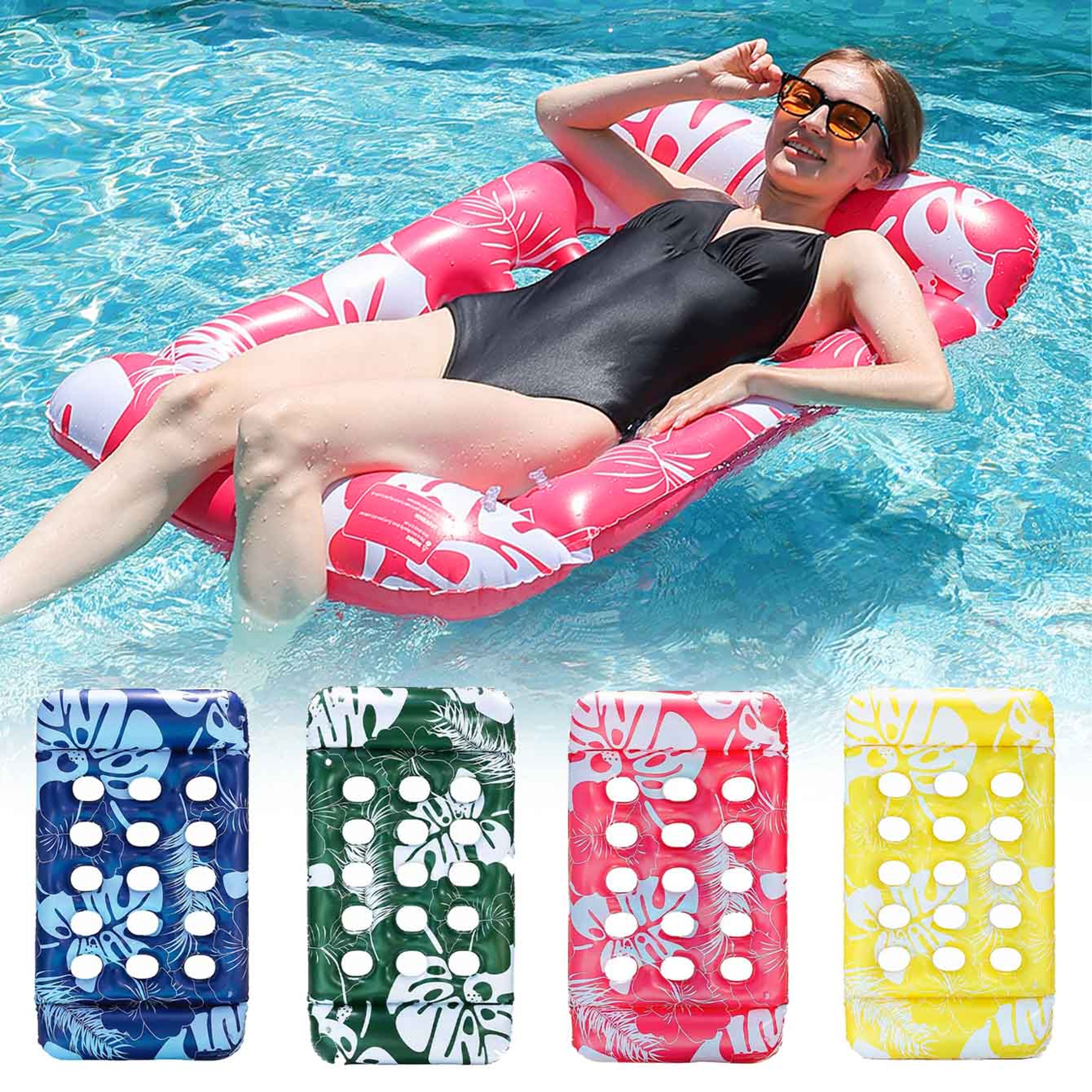 Inflatable Pool Float With Headrest Adult Pool Lounge Raft For Summer Beach  Pool Relaxation 0