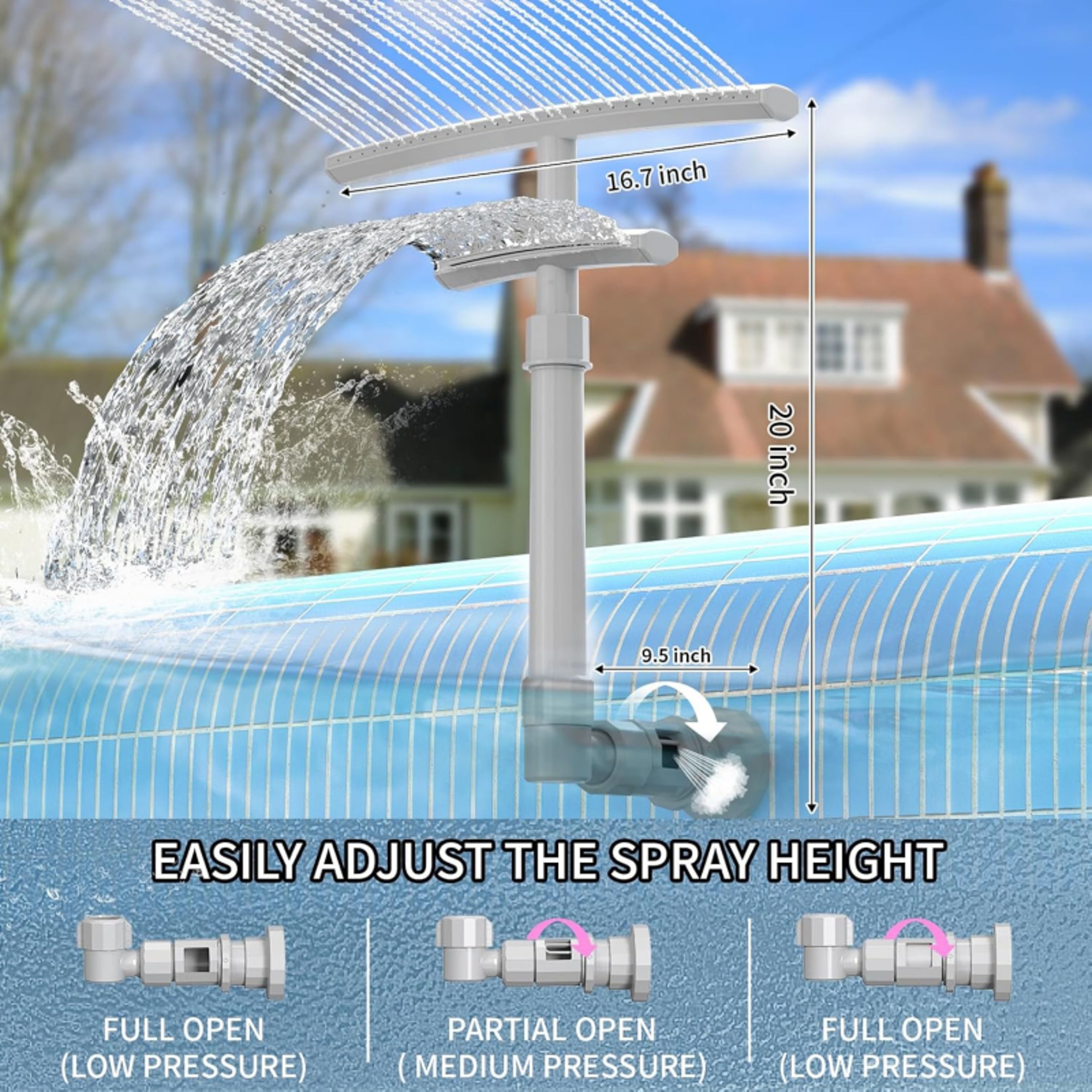Rotating Pool Fountain  Pool Sprinkler Waterfall Accessory For Above Ground  In Ground Pools 2