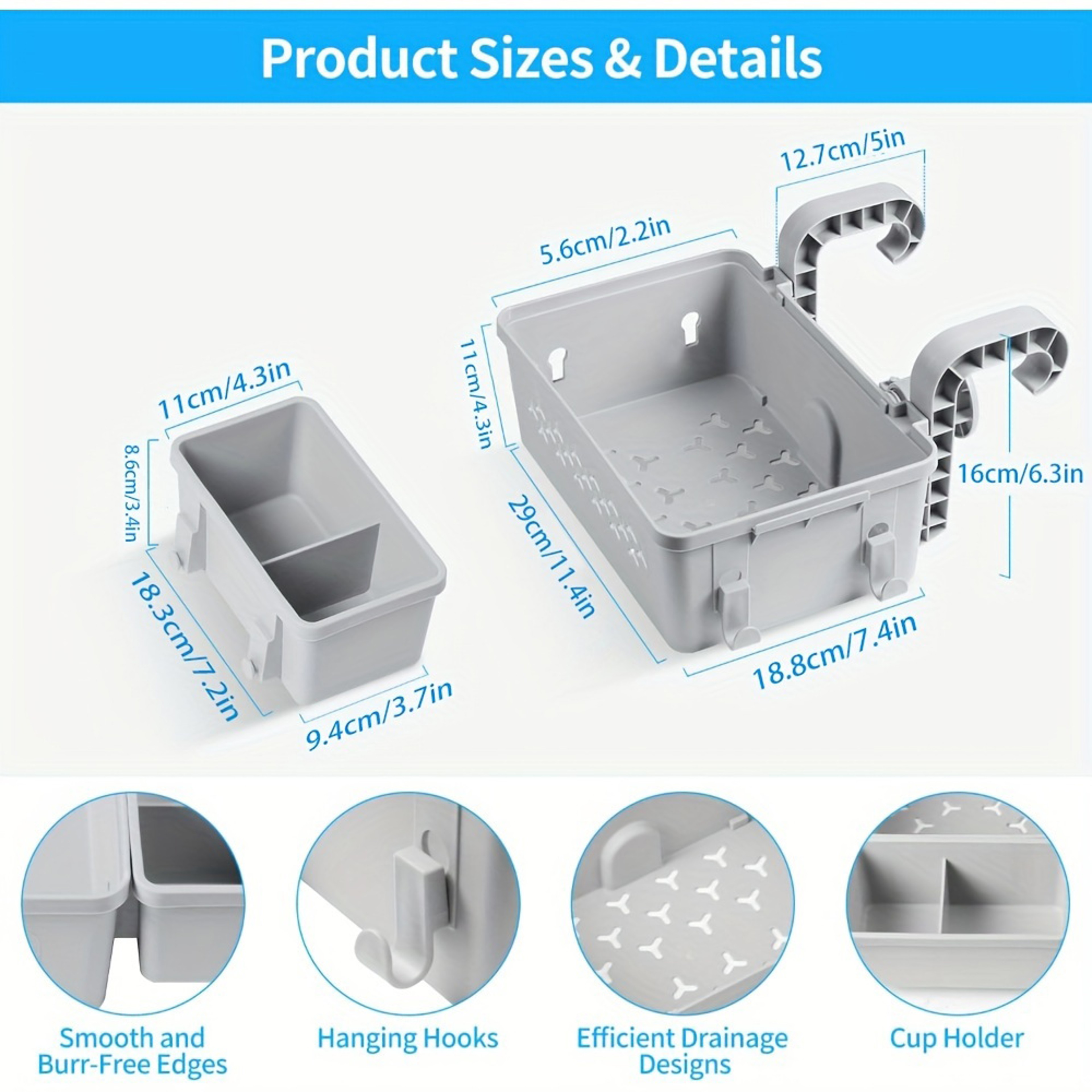 Poolside Storage Basket with Cup Holder Durable Pool Organizer for Above Ground Pool Accessories – view 2