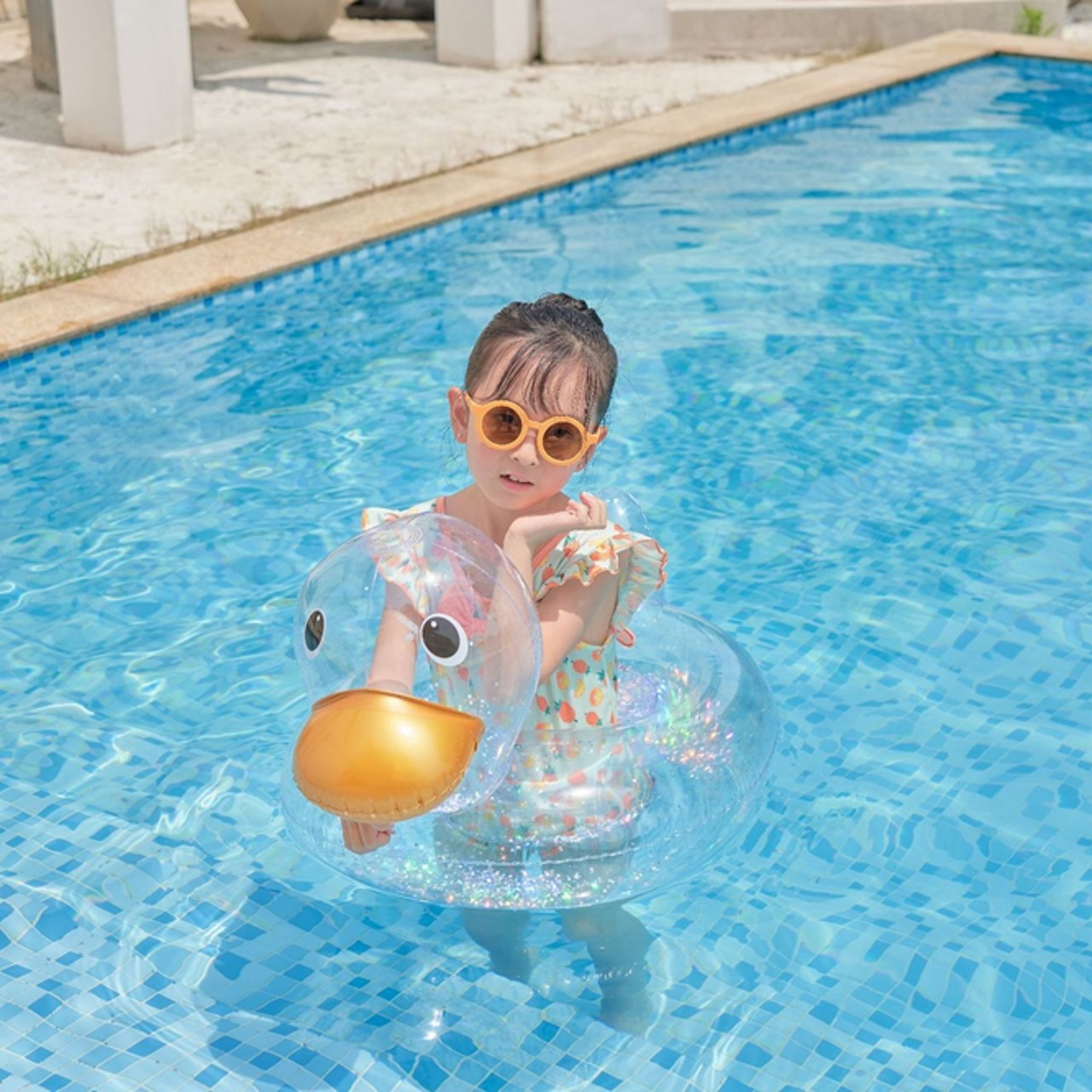 Cute Duck Pool Float Transparent Inflatable Swim Ring for Family Pool & Beach Fun – view 2
