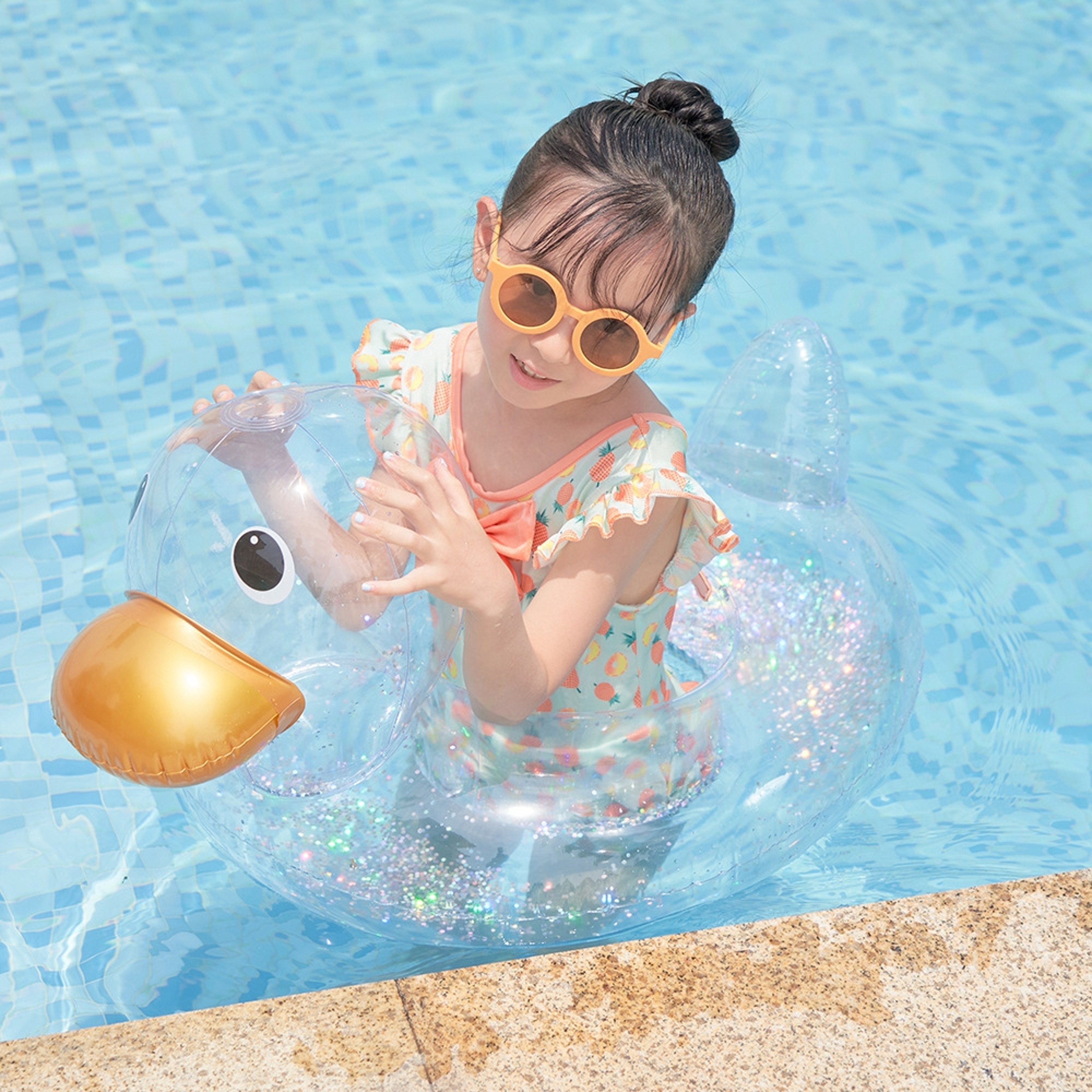 Cute Duck Pool Float Transparent Inflatable Swim Ring for Family Pool & Beach Fun – view 6
