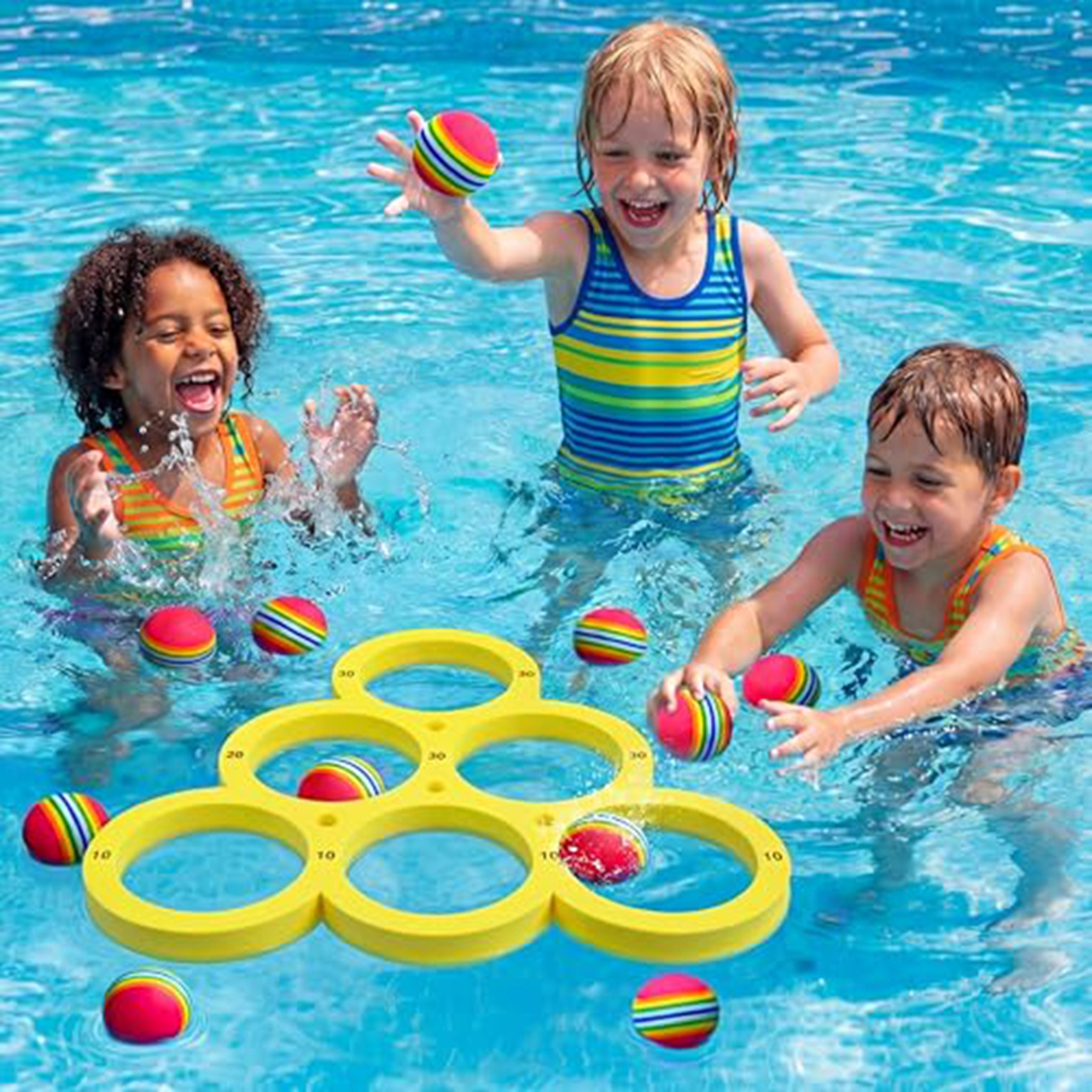 Family Pool Toss Game Set With Floating Balls Interactive Floating Pool Toys For Summer Fun 0