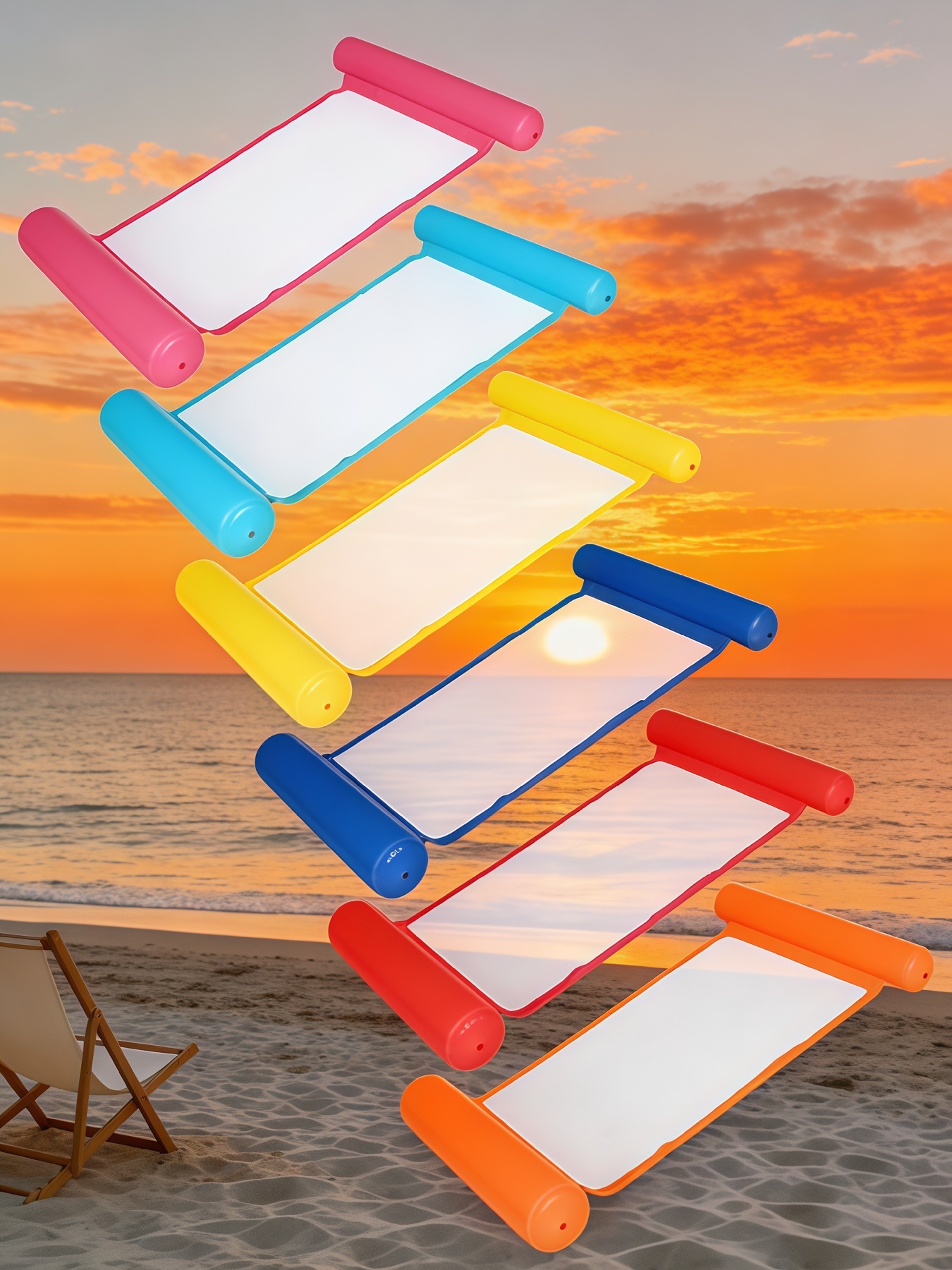 Multi Color Pool Float Hammock Inflatable Water Chair  Floating Pool Chair For Relaxing Summer Fun 0