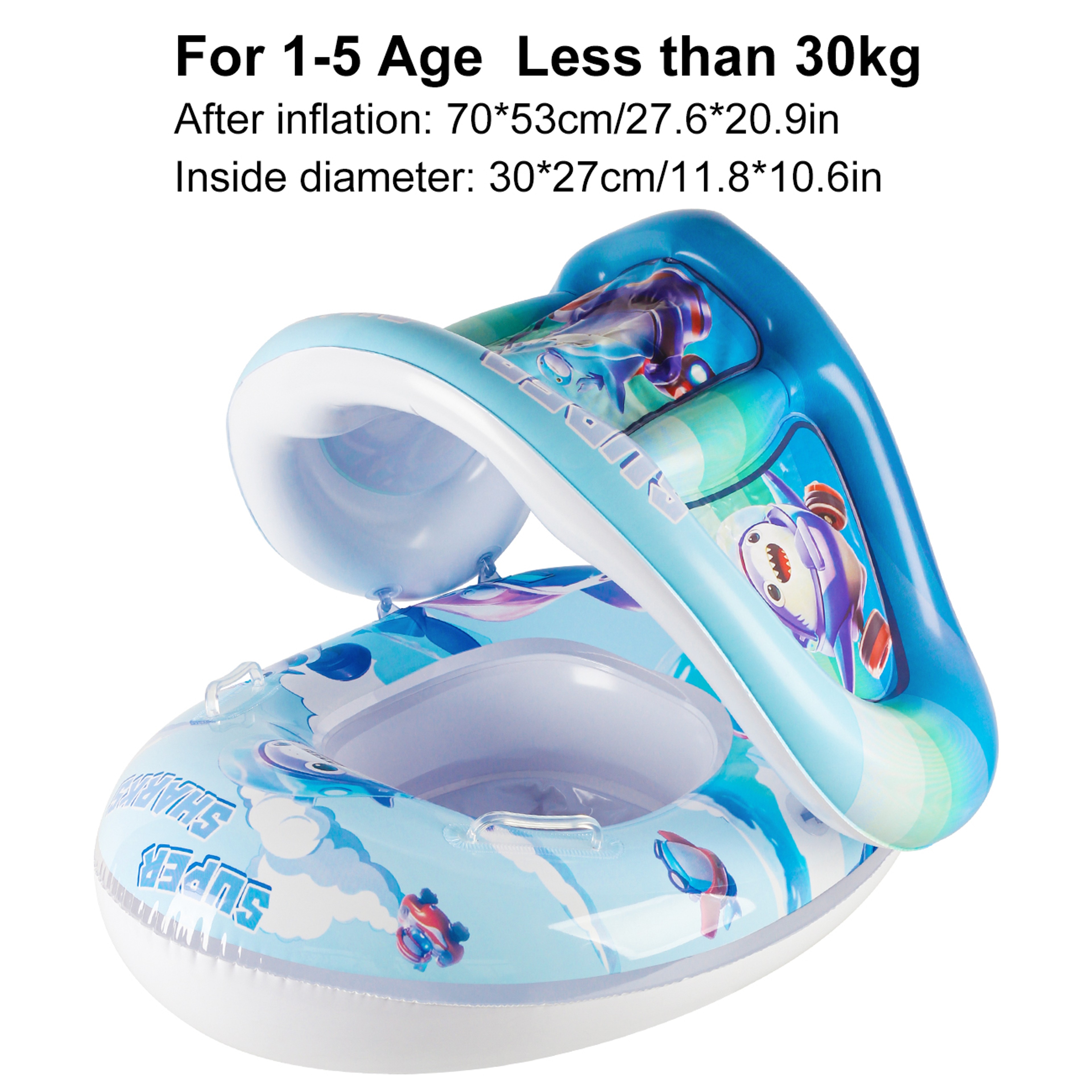 Baby Pool Float with Removable Sun Canopy Inflatable Swim Ring Seat for Summer Water Fun – view 10