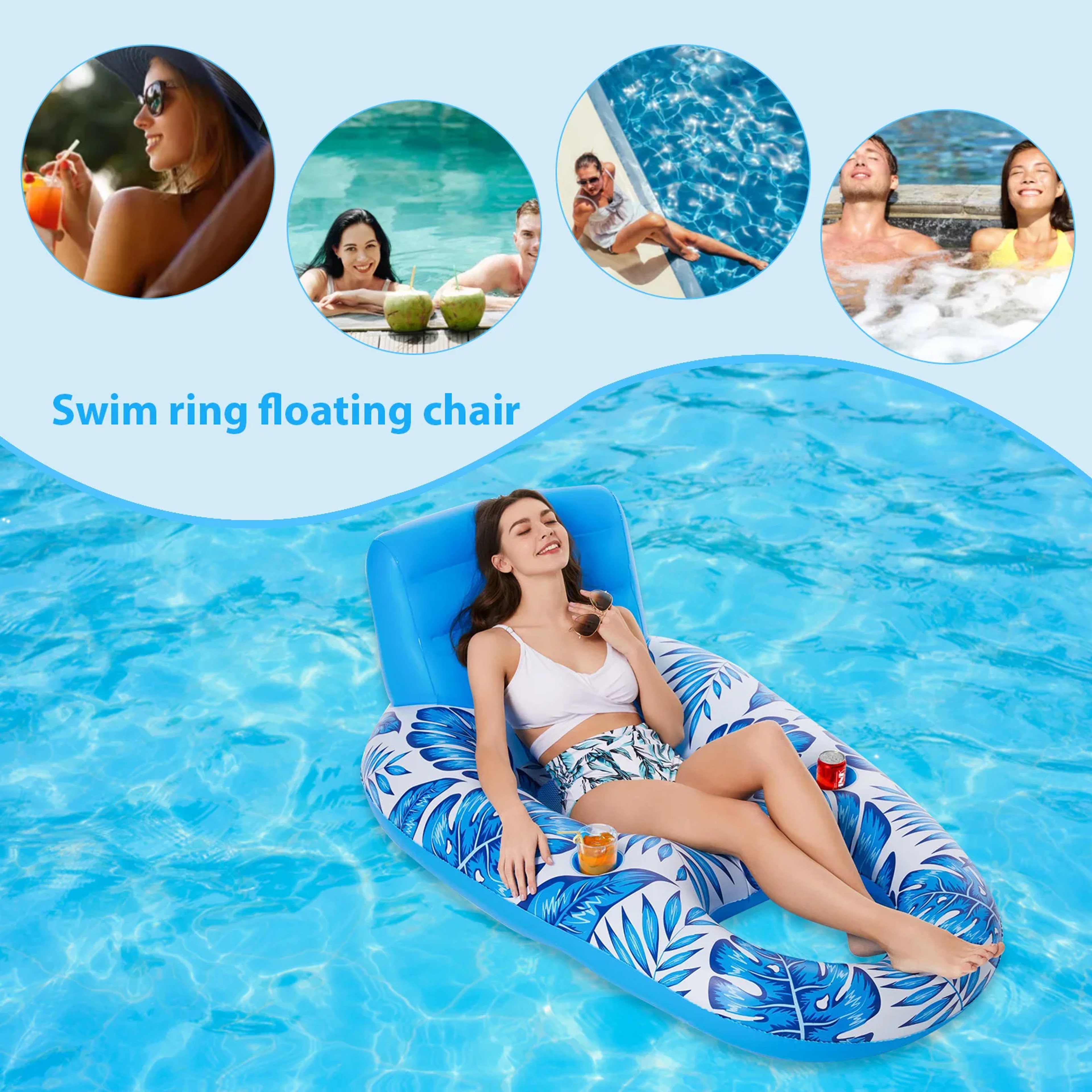 Summer Inflatable Pool Hammock Floating Water Lounge Chair With Armrests For Pool  Beach Relaxation 4