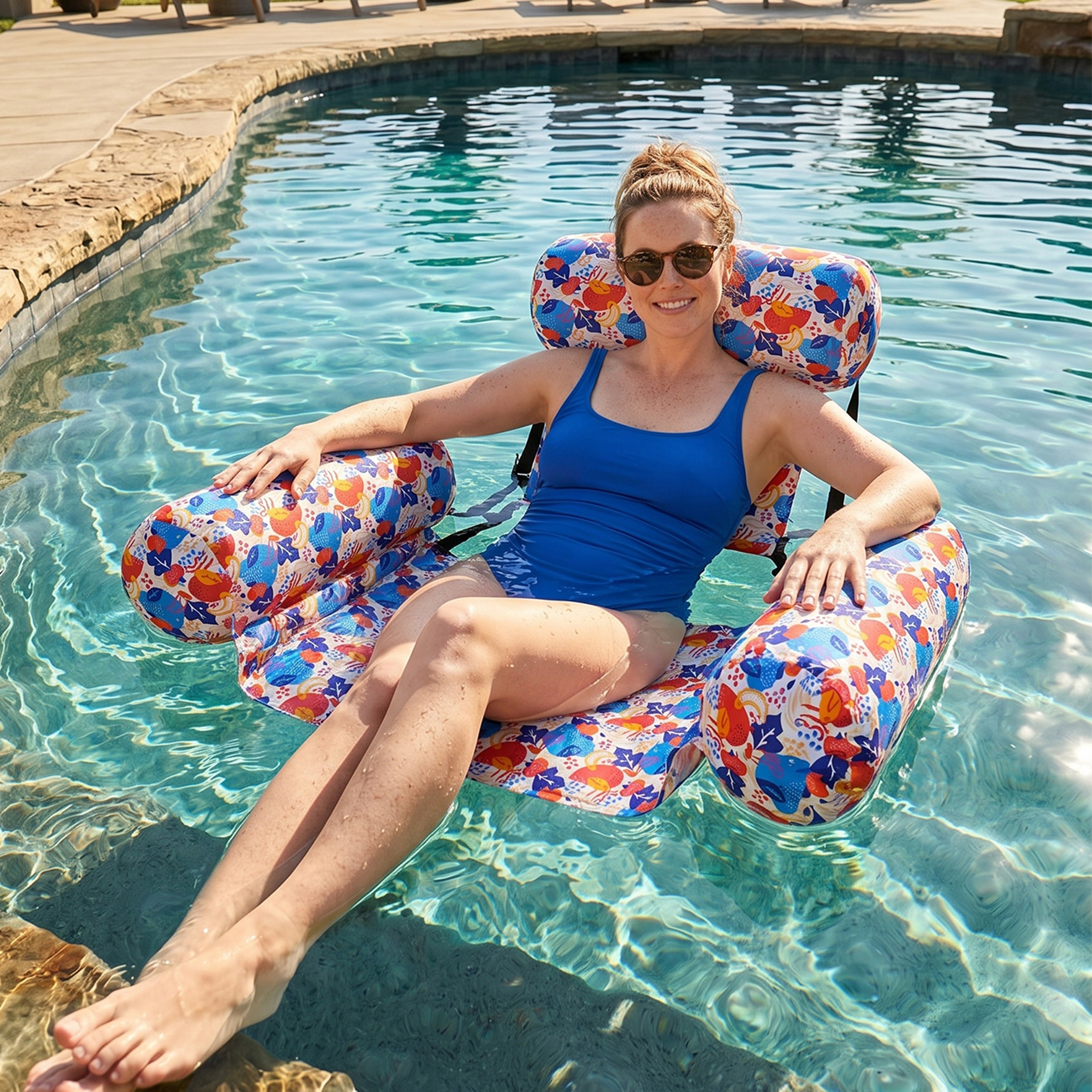 ComfortCloud Inflatable Pool Float Chair With Fabric Cover  Adjustable Straps For Pool  Beach 1