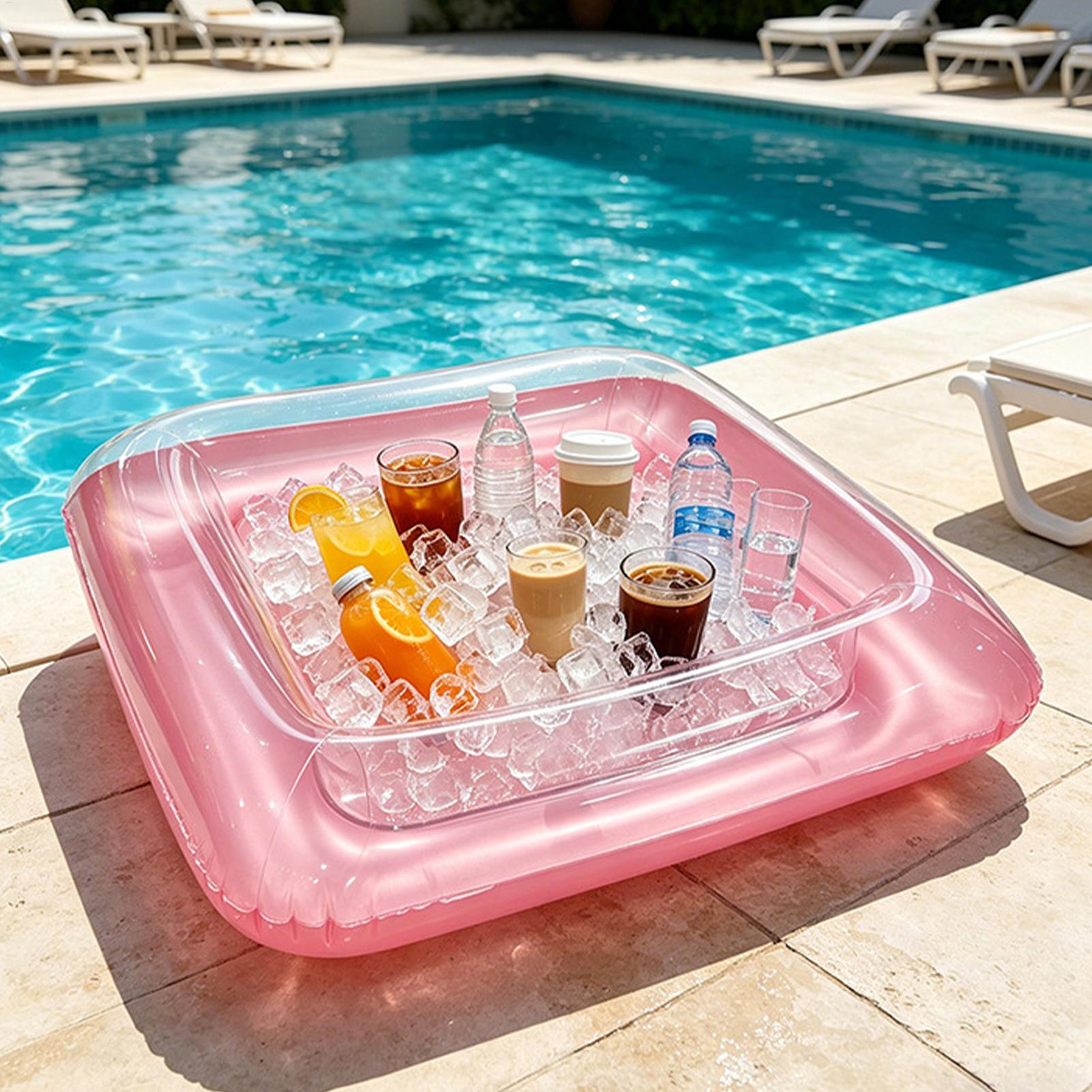 Person Inflatable Cooler Float Floating Drink Holder & Serving Bar with Drain Plug – view 3