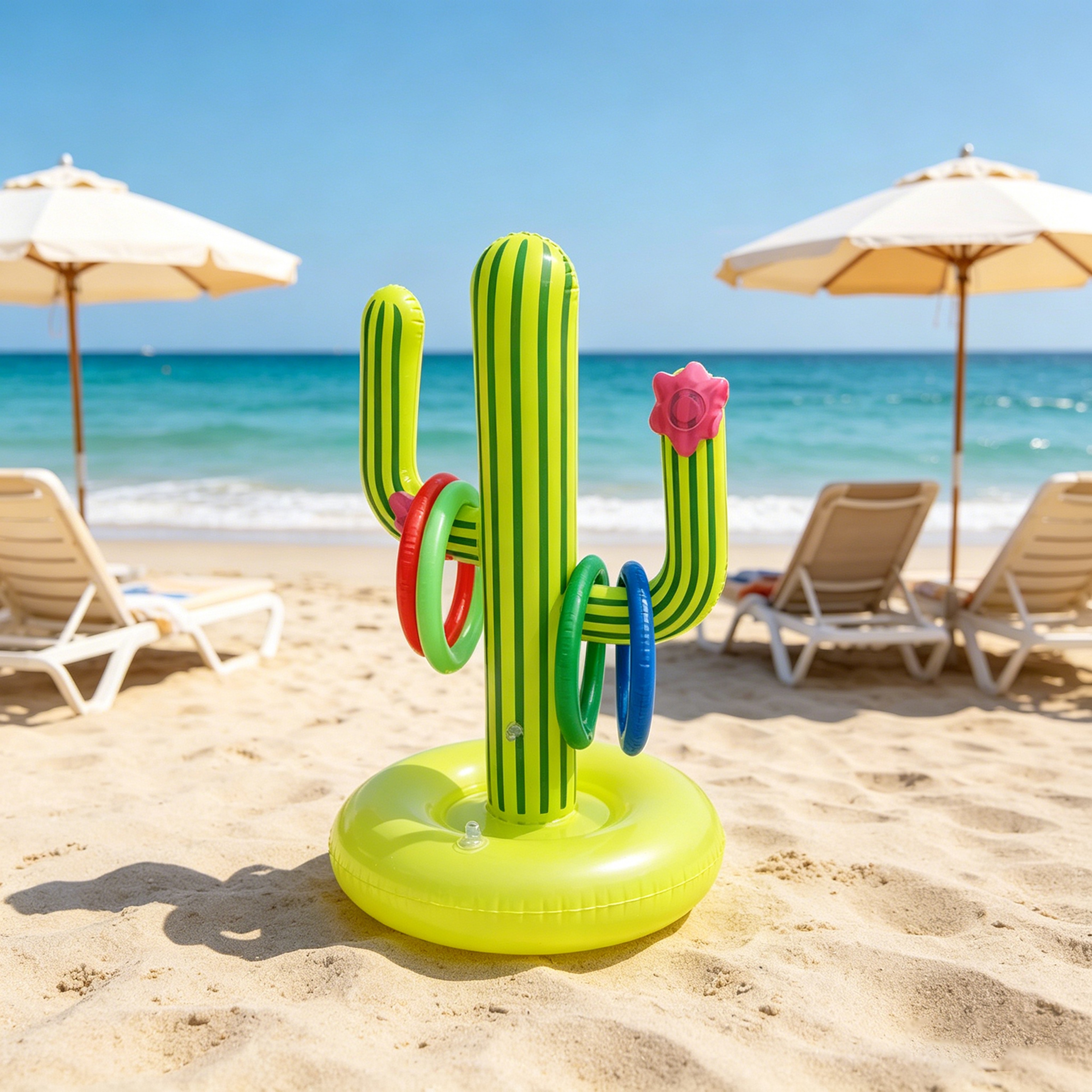 Inflatable Ring Toss Game Cactus Pool Party Game for Beach, Hawaiian & Family Fun – view 1