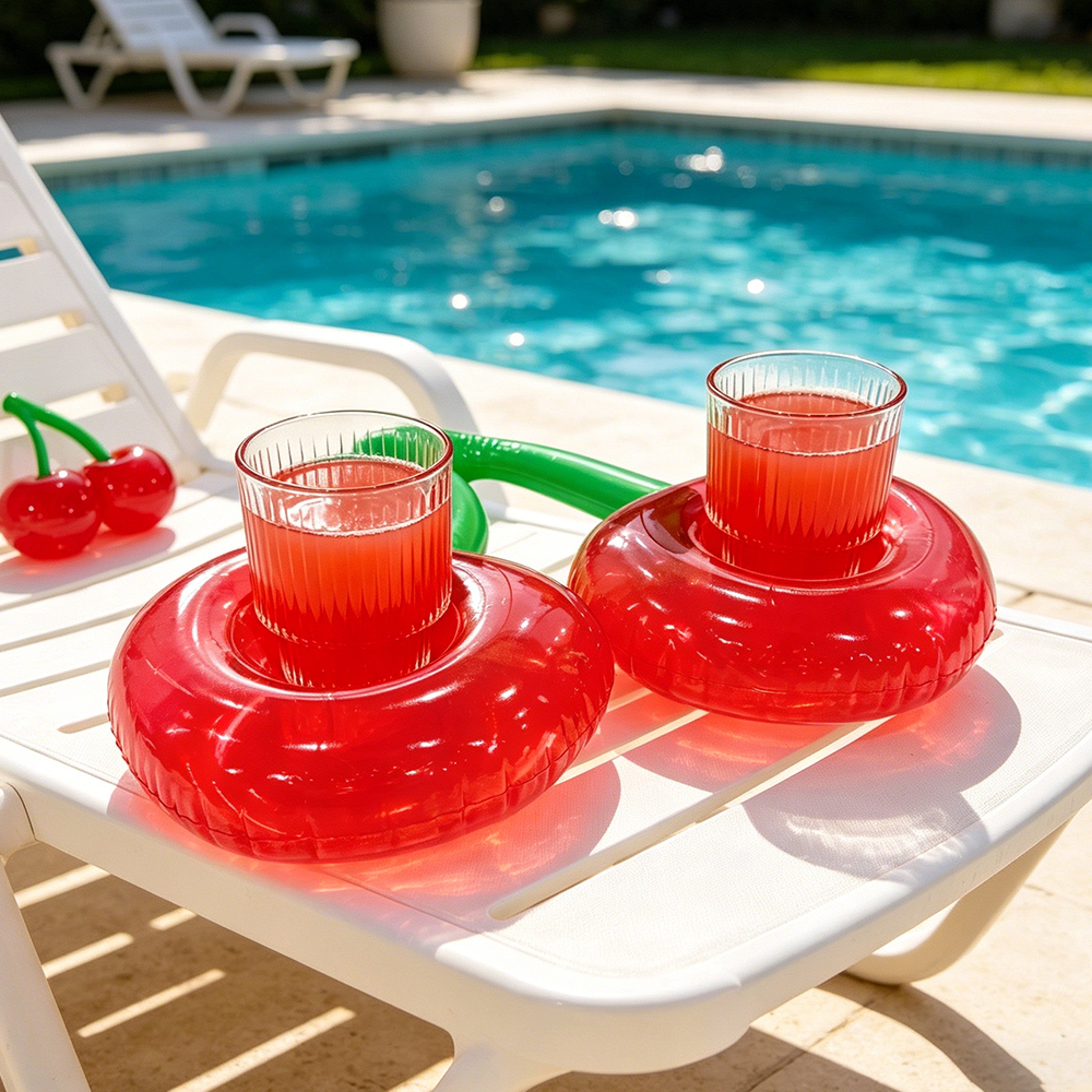 Double Cherry Inflatable Cup Holder Cute Floating Drink Holder for Pool & Beach Parties – view 1