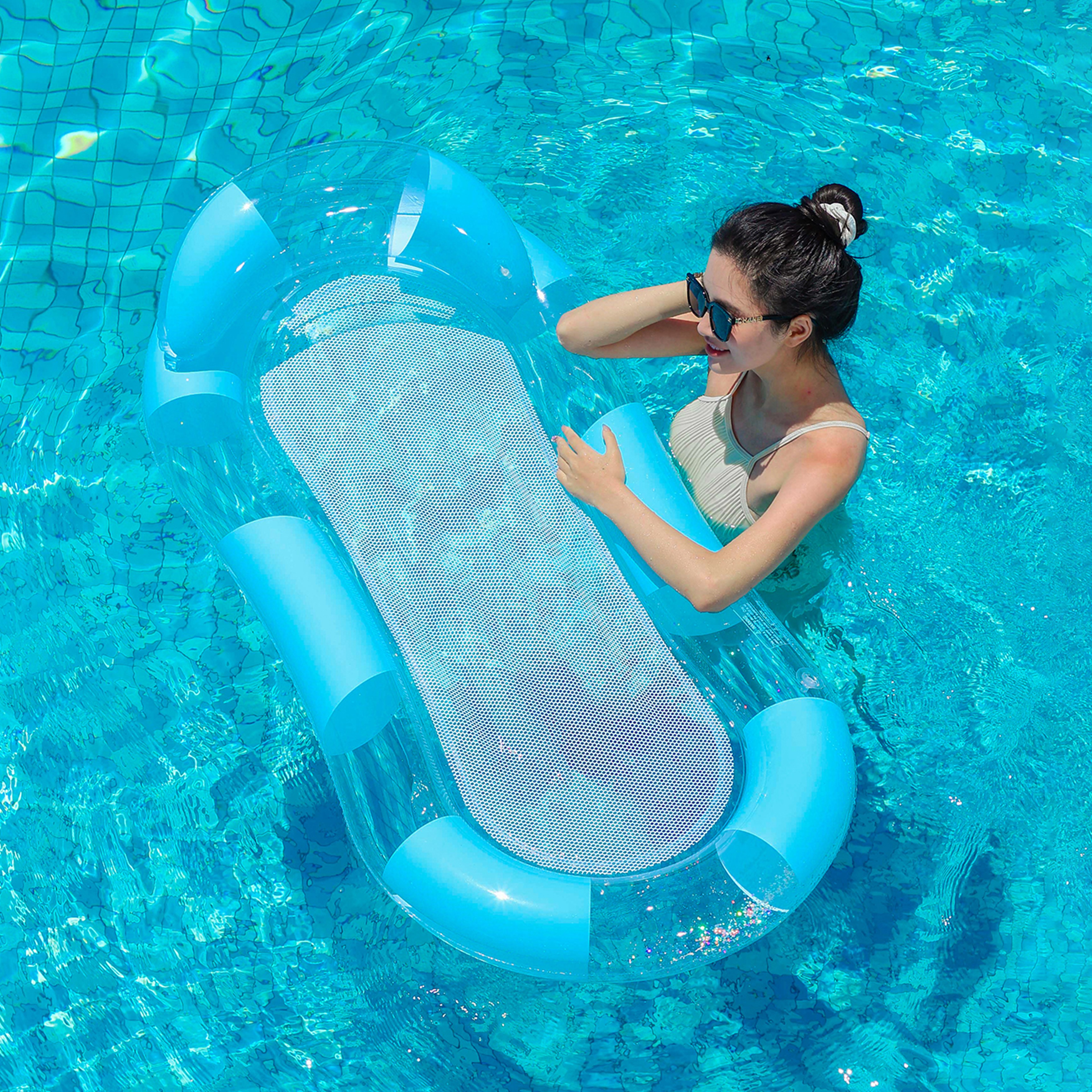 Inflatable Pool Float Water Hammock with Mesh Seat Adult Pool Lounger Floating Bed – view 2