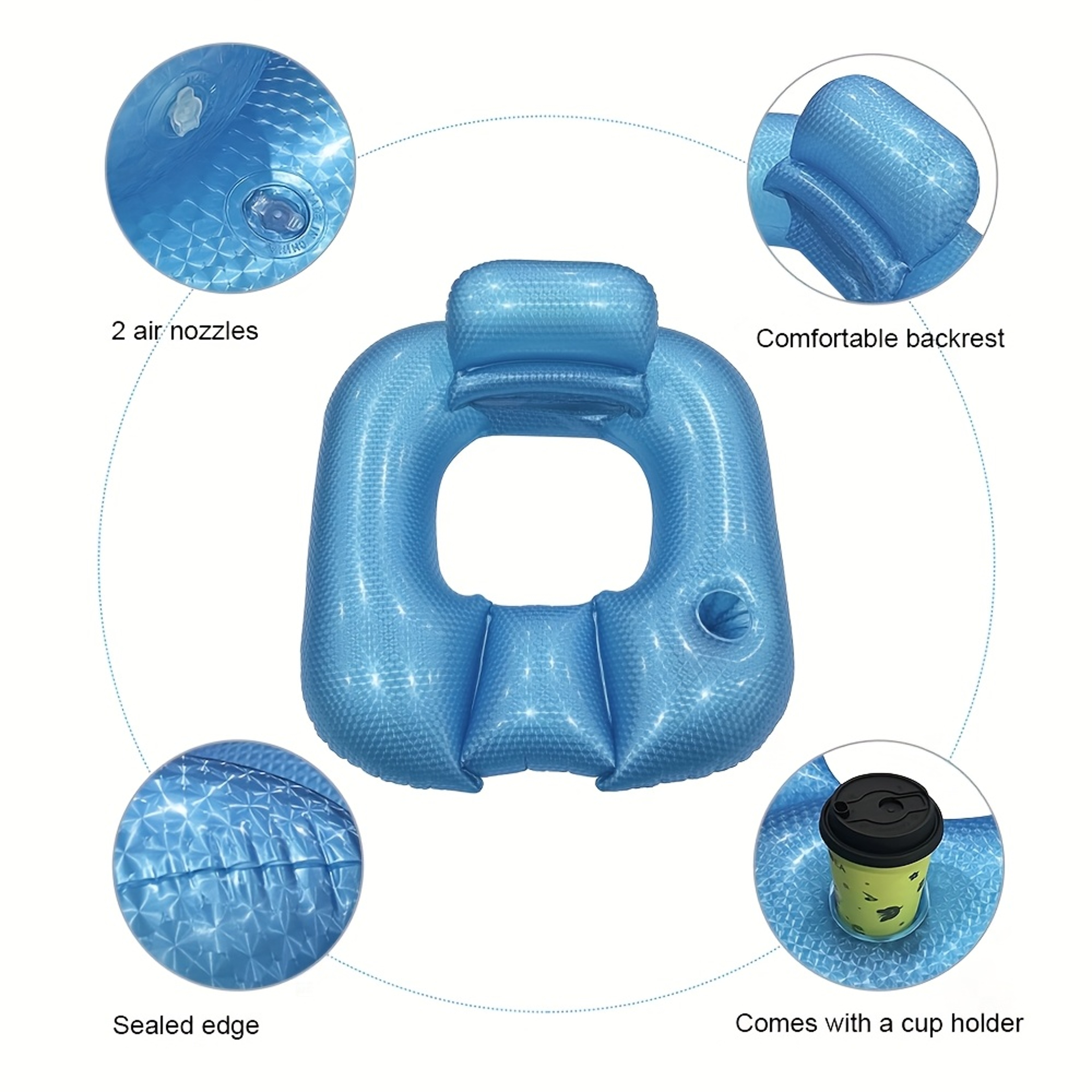 Pearl Luxe Pool Lounger Float with Cup Holder Premium Inflatable Pool Float for Beach & Pool – view 5
