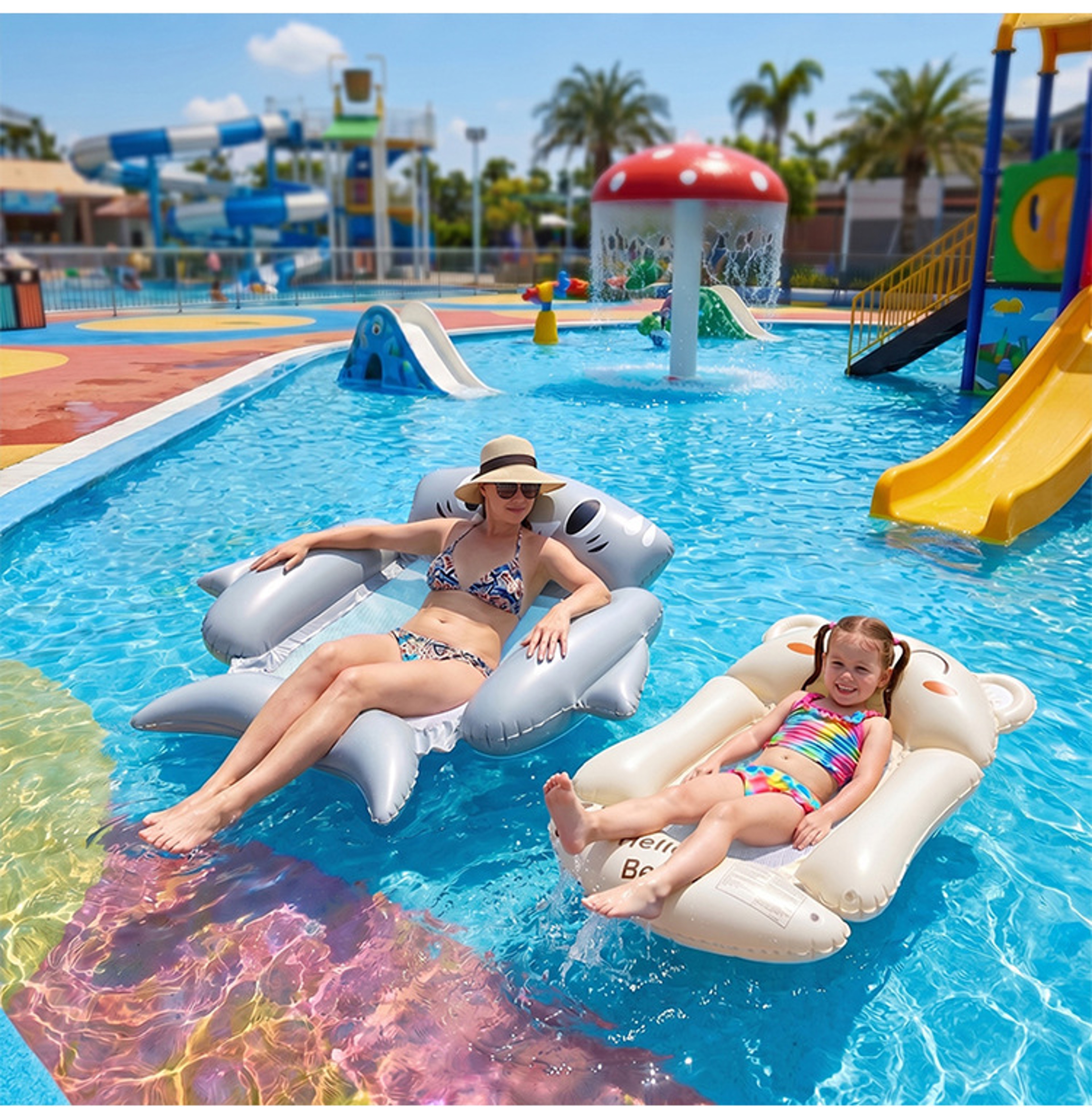 Cute Bear Inflatable Pool Float Thickened PVC Water Floating Bed for Summer Pool Fun – view 5
