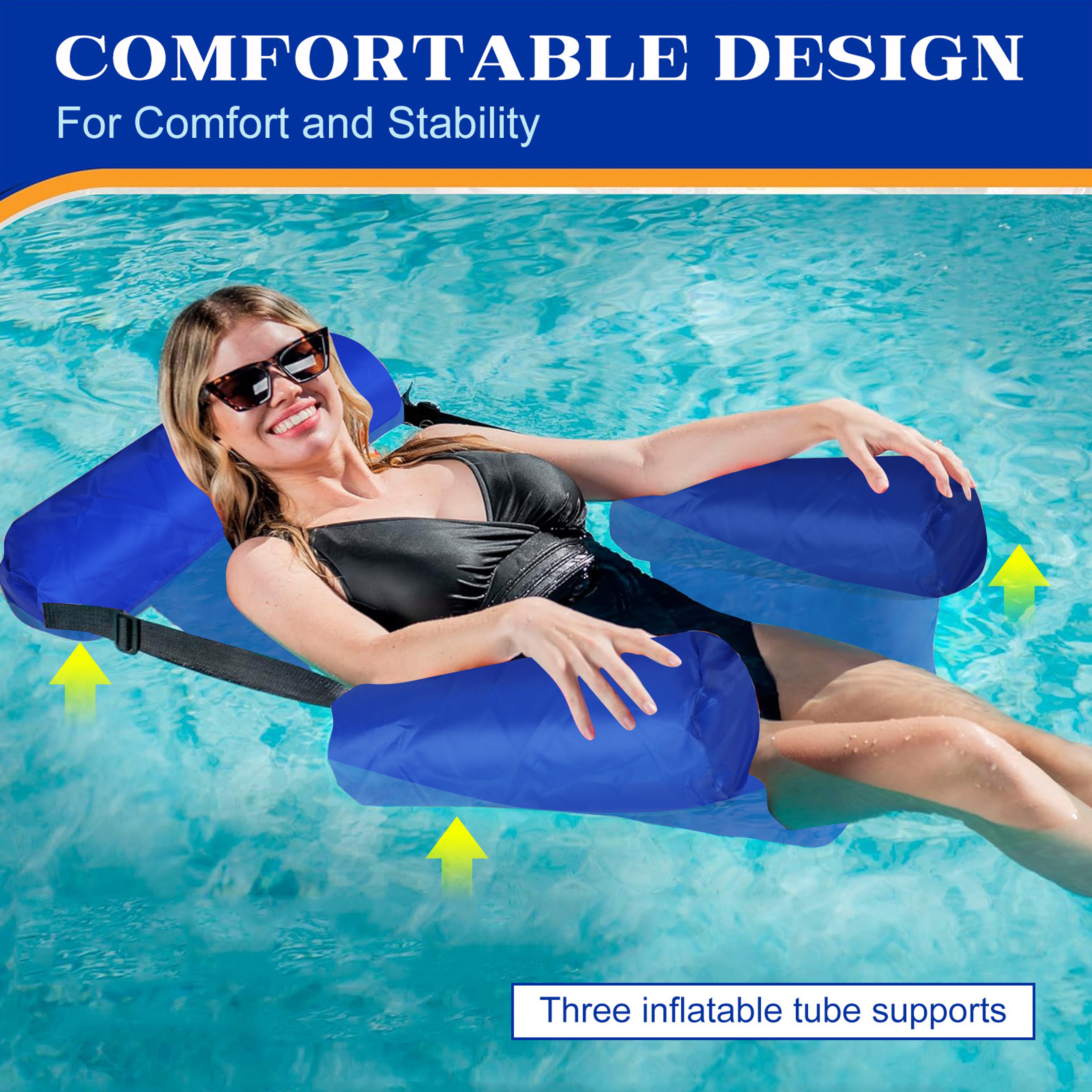 Foldable Water Hammock Inflatable Pool Lounger Floating Recliner For Pool  Beach 1