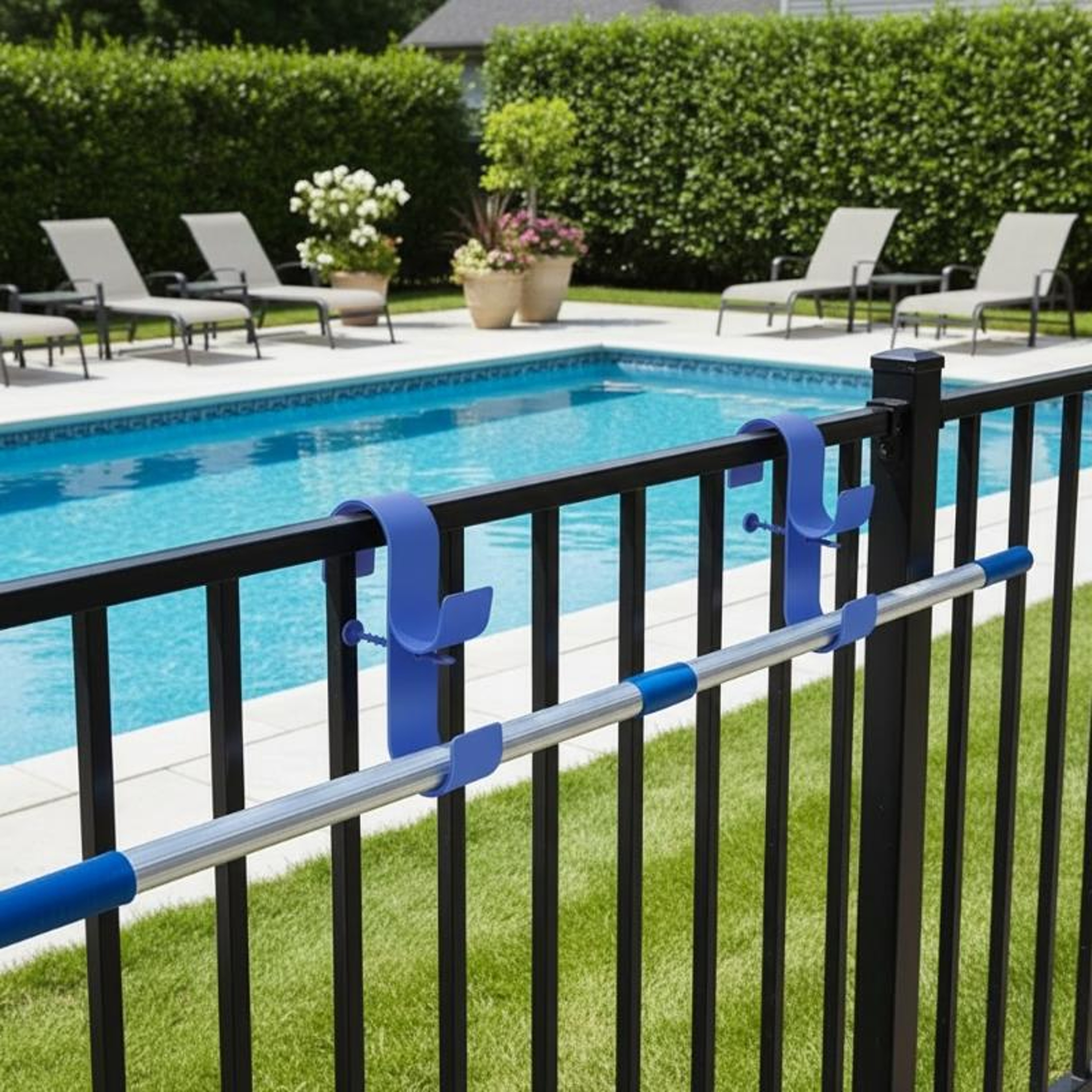 Adjustable Pool Pole Hanger & Pool Pole Hook for Above Ground Pool Cleaning Tools – view 2