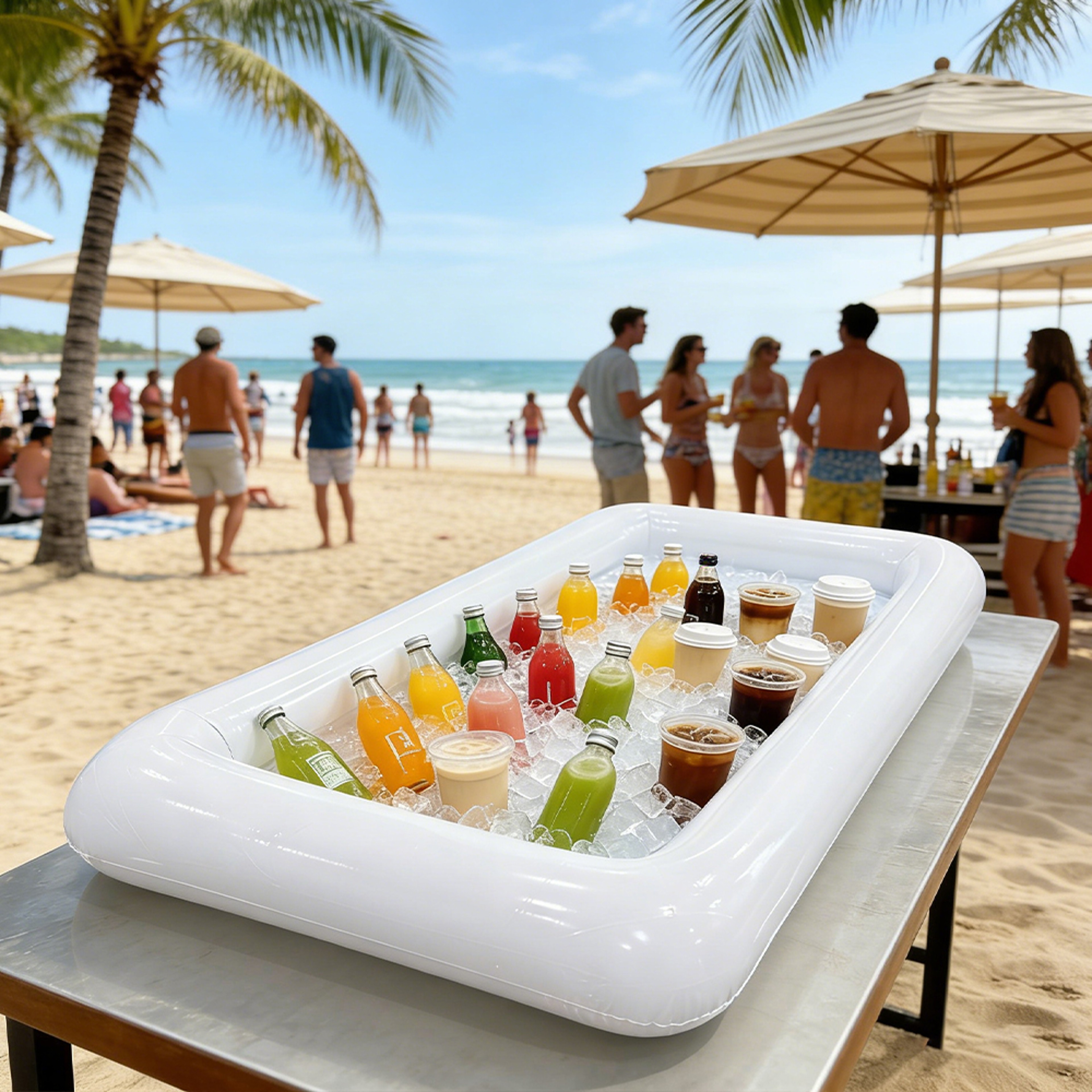 Inflatable Serving Bar Floating Drink Cooler Large Ice Cooler Tray for Pool Parties & BBQs – view 1