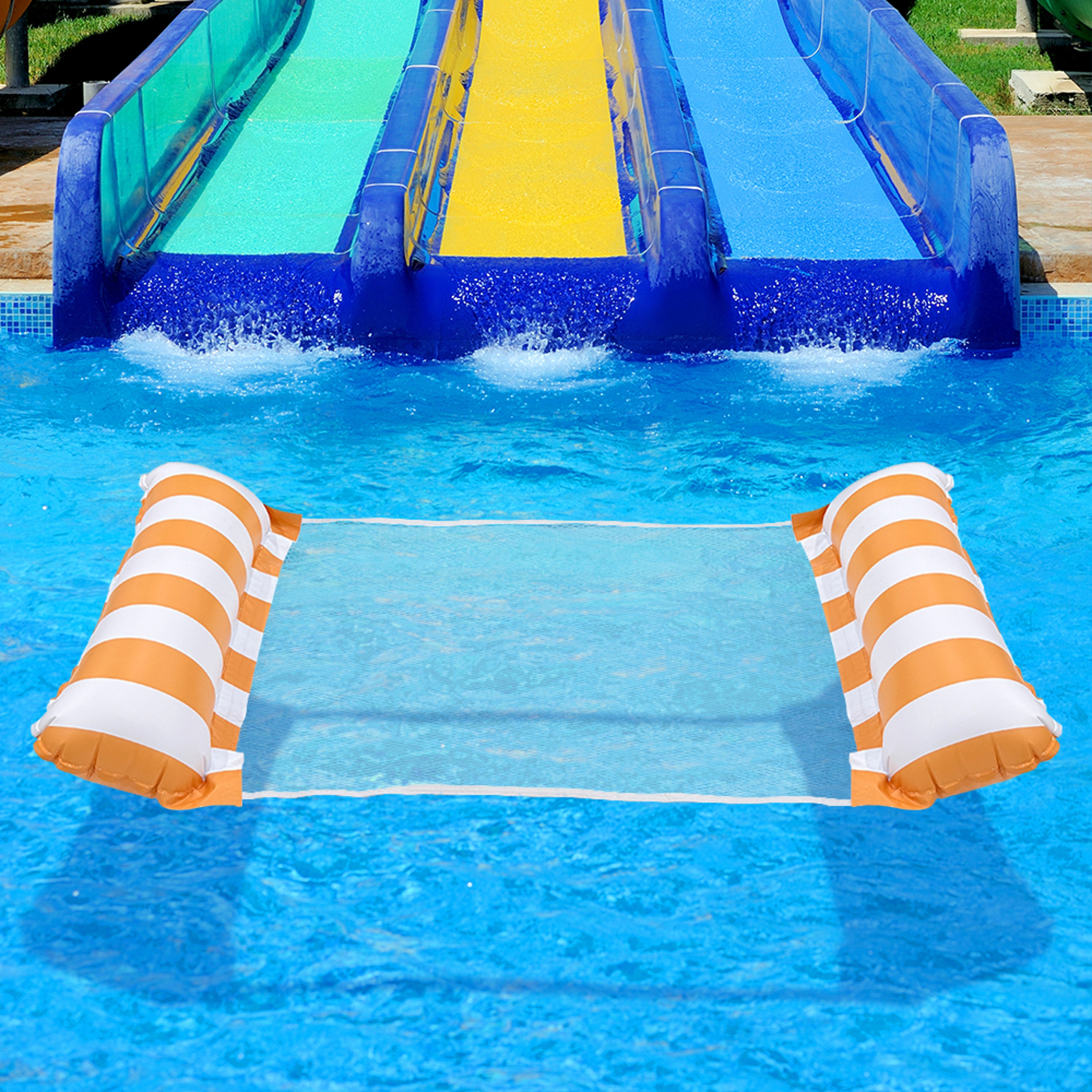 Inflatable Pool Float Water Hammock Portable Striped Floating Bed Pool Lounge Raft For Beach  Lake 4