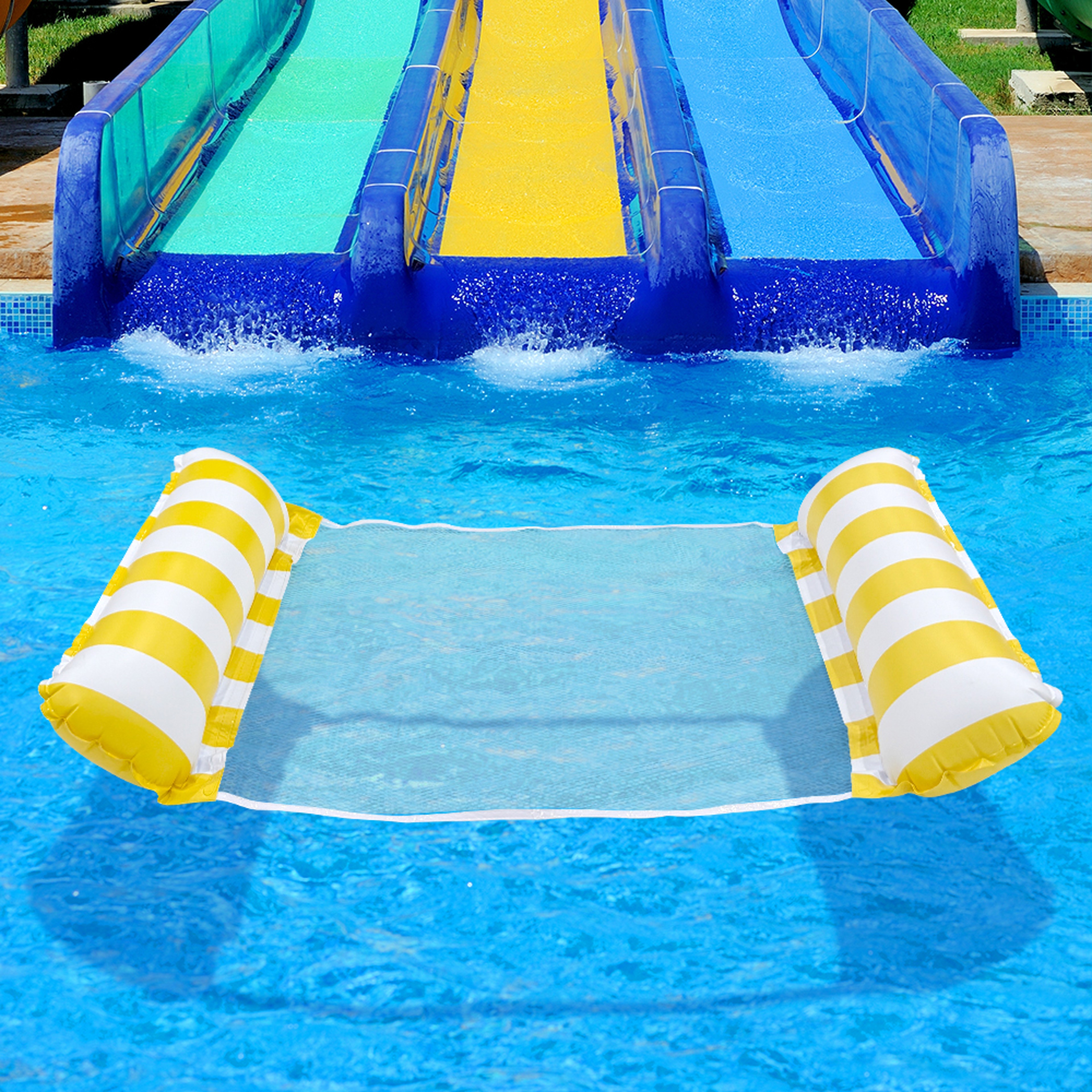 Inflatable Pool Float Water Hammock Portable Striped Floating Bed Pool Lounge Raft For Beach  Lake 5