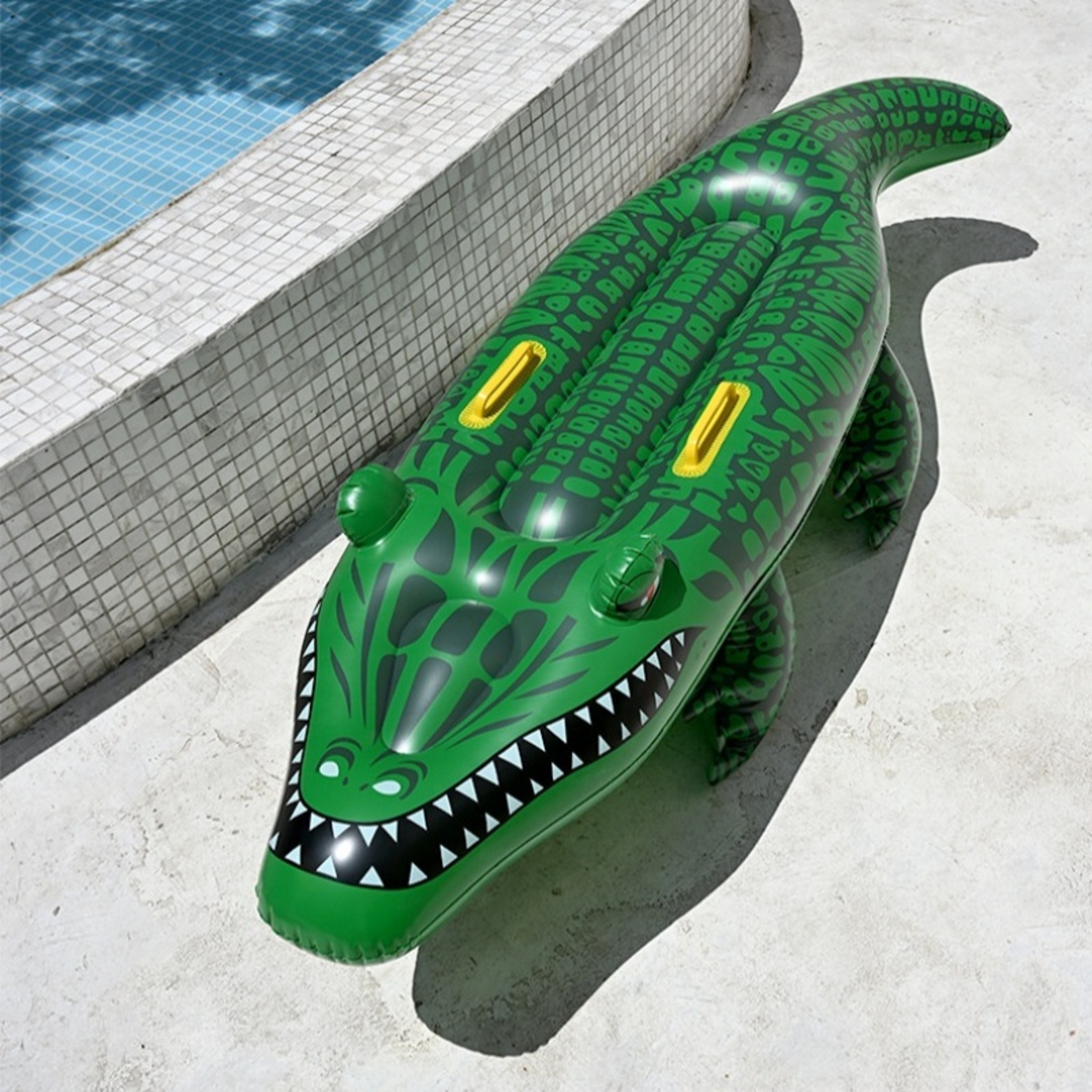Inflatable Crocodile Pool Float with Handles Ride On Alligator Pool Raft for Summer Fun – view 4