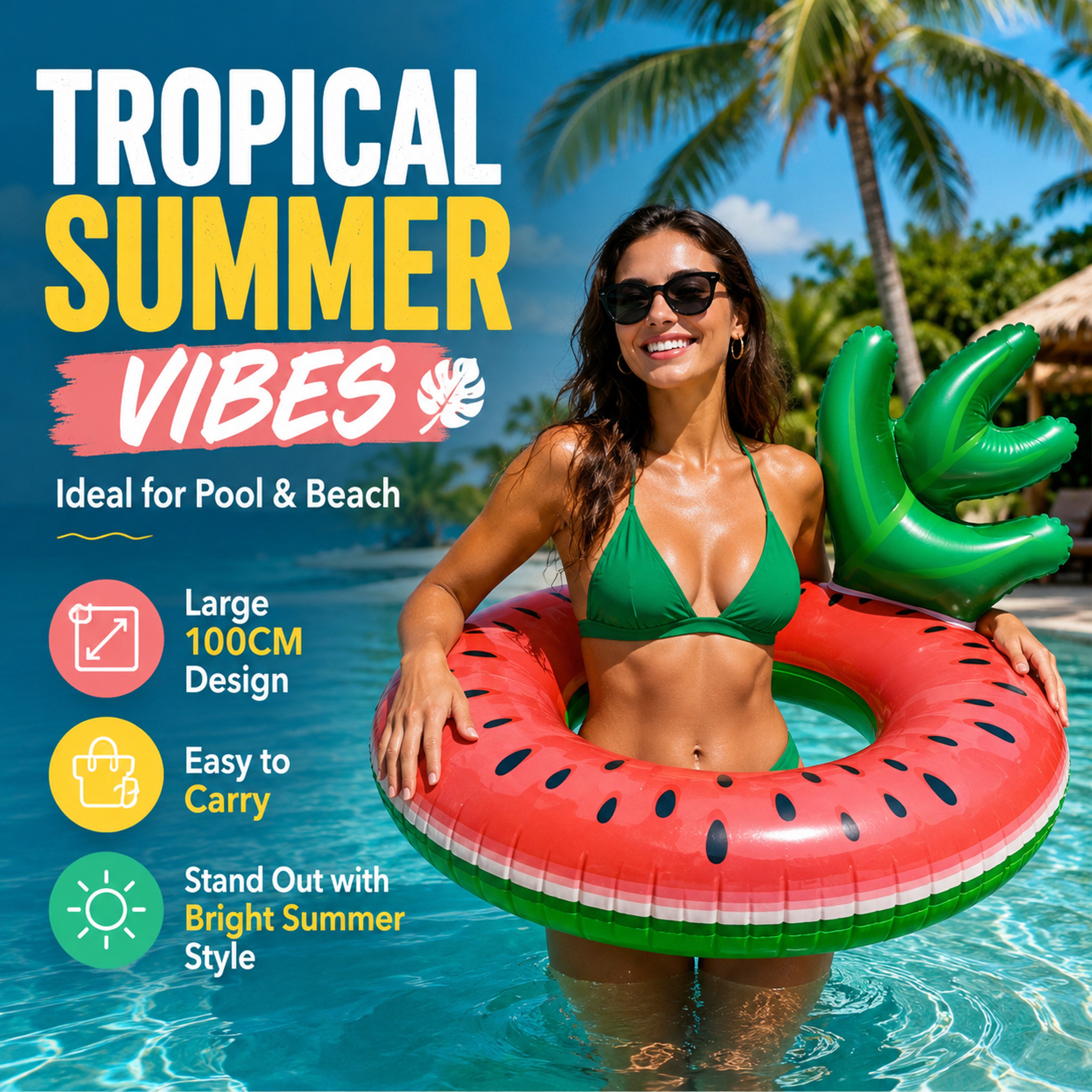 Fruit Splash Pool Lounger Adult Pool Float Inflatable Swim Ring With Easy Grip Handles 1