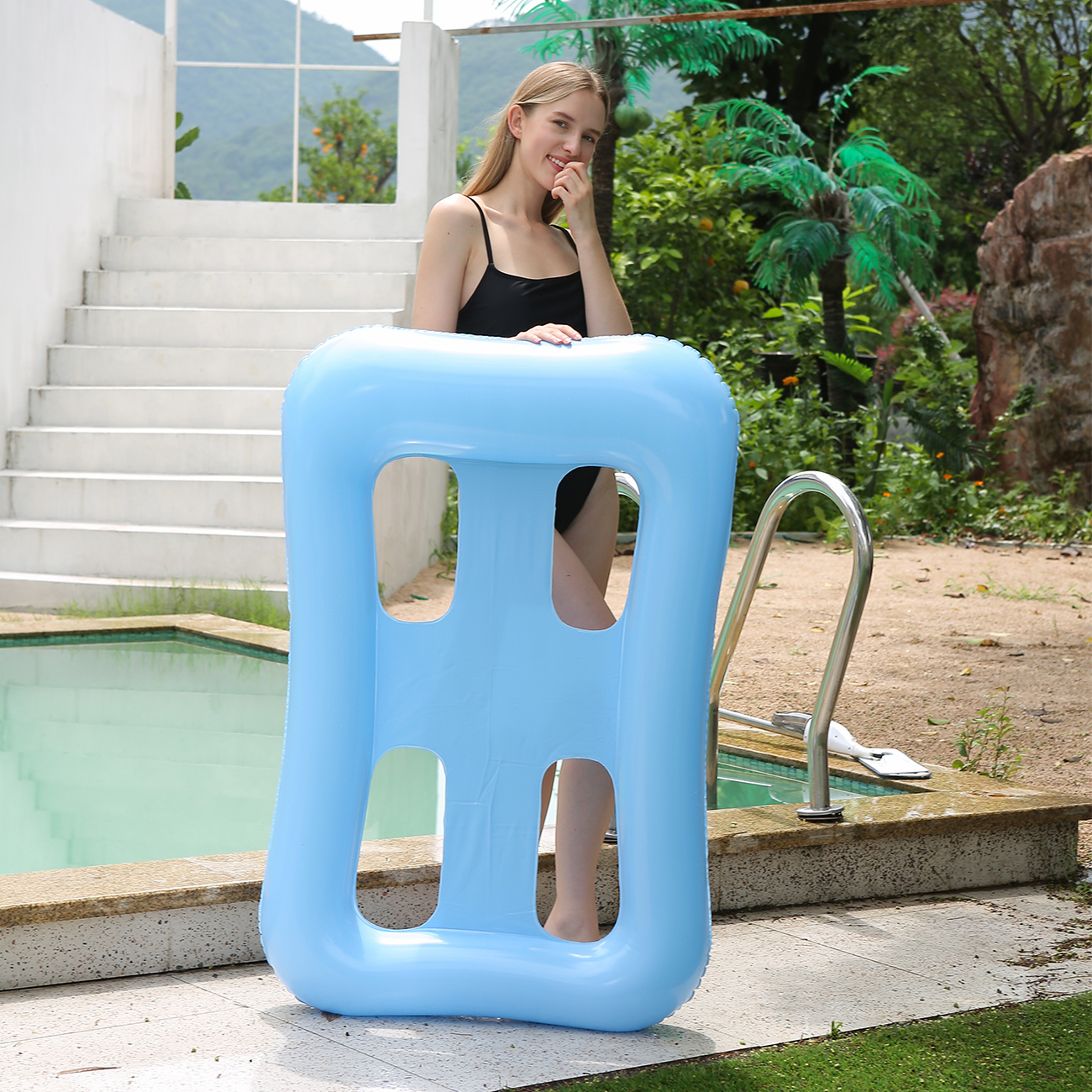 Hole Inflatable Pool Hammock Comfortable Pool Float for Adults PVC Water Lounge Chair – view 3