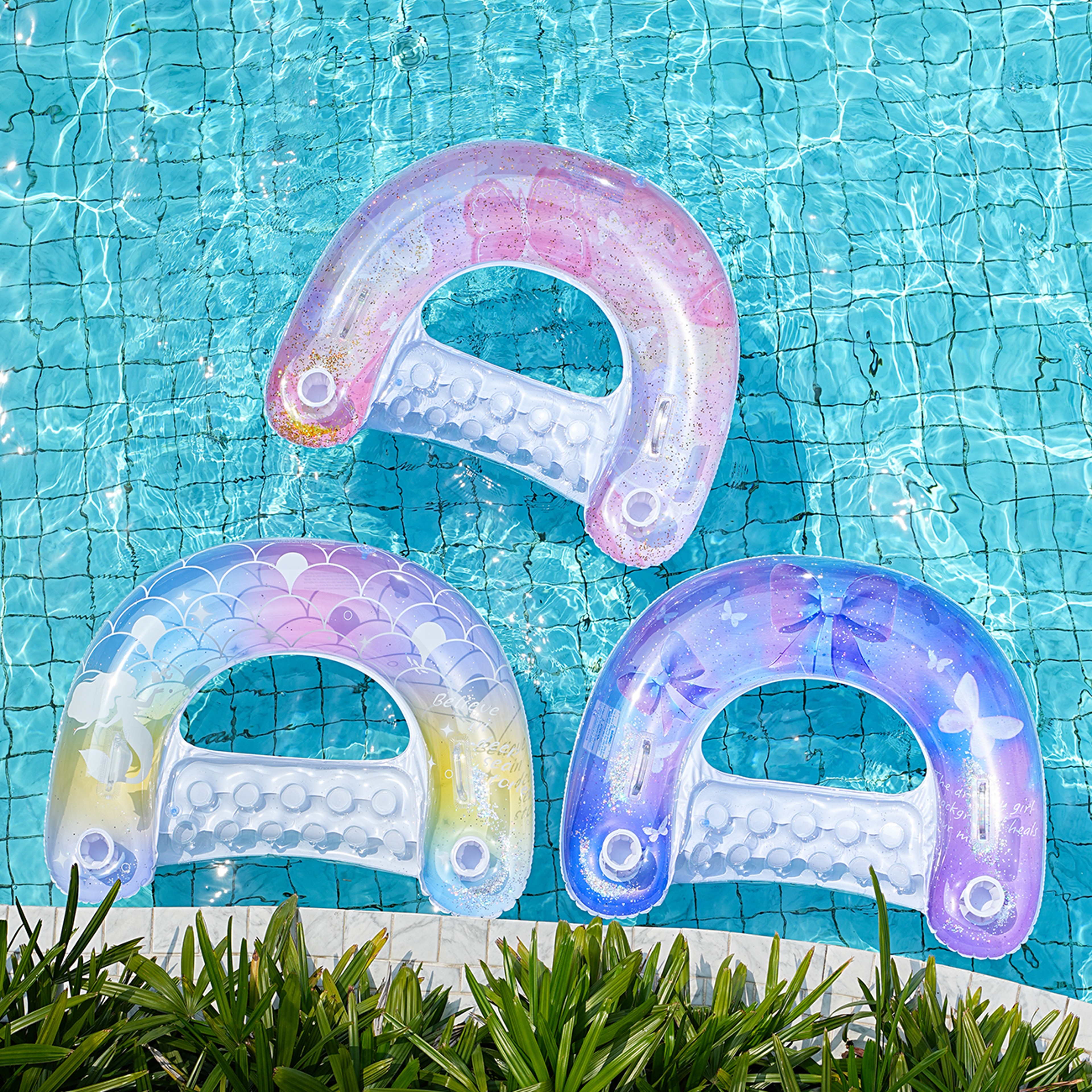 Sparkling Inflatable Pool Float U Shaped Pool Hammock Lounge Chair for Adults – view 1