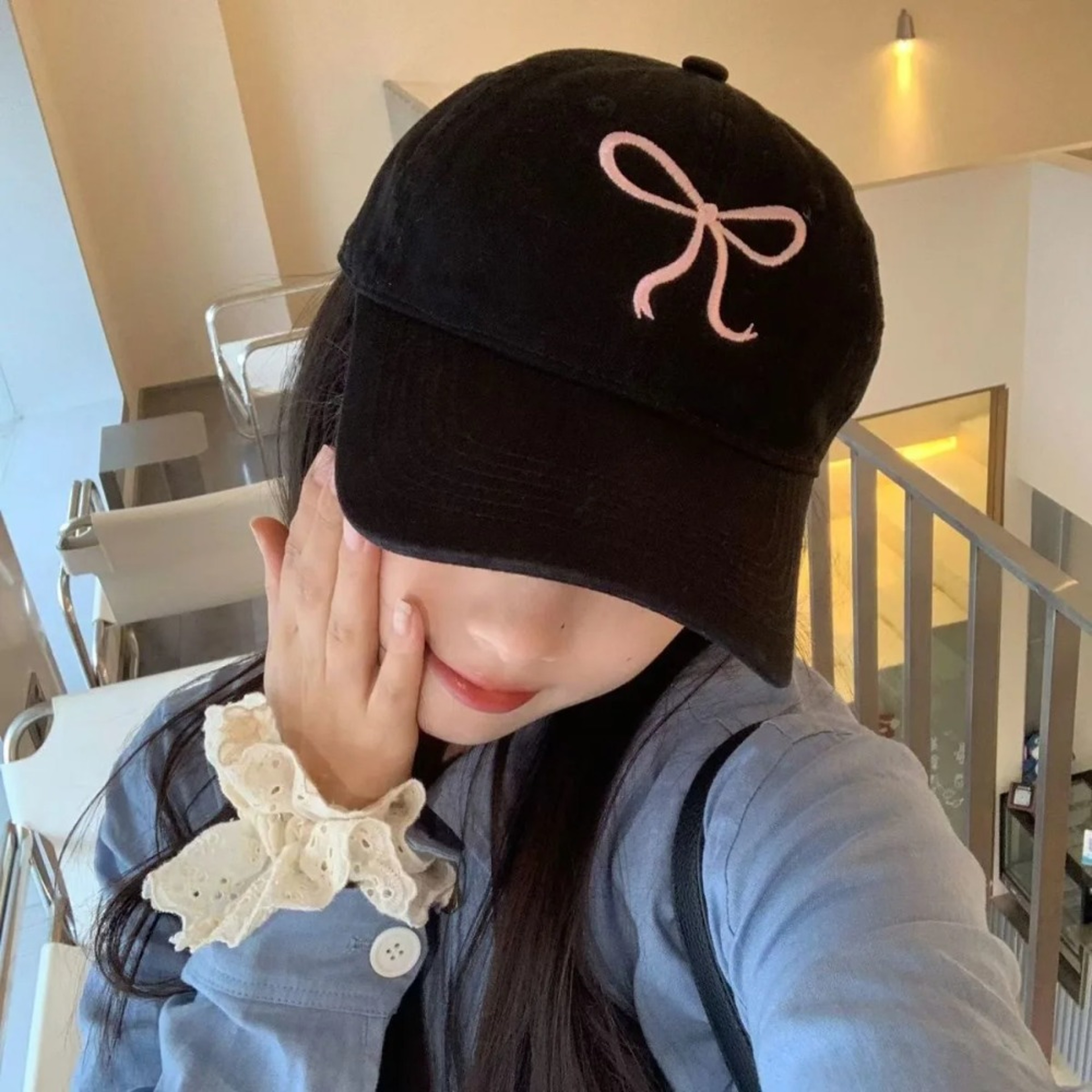 Sweet Bow Embroidered Womens Baseball Cap Soft Cotton Adjustable Sun Hat Snapback – view 2