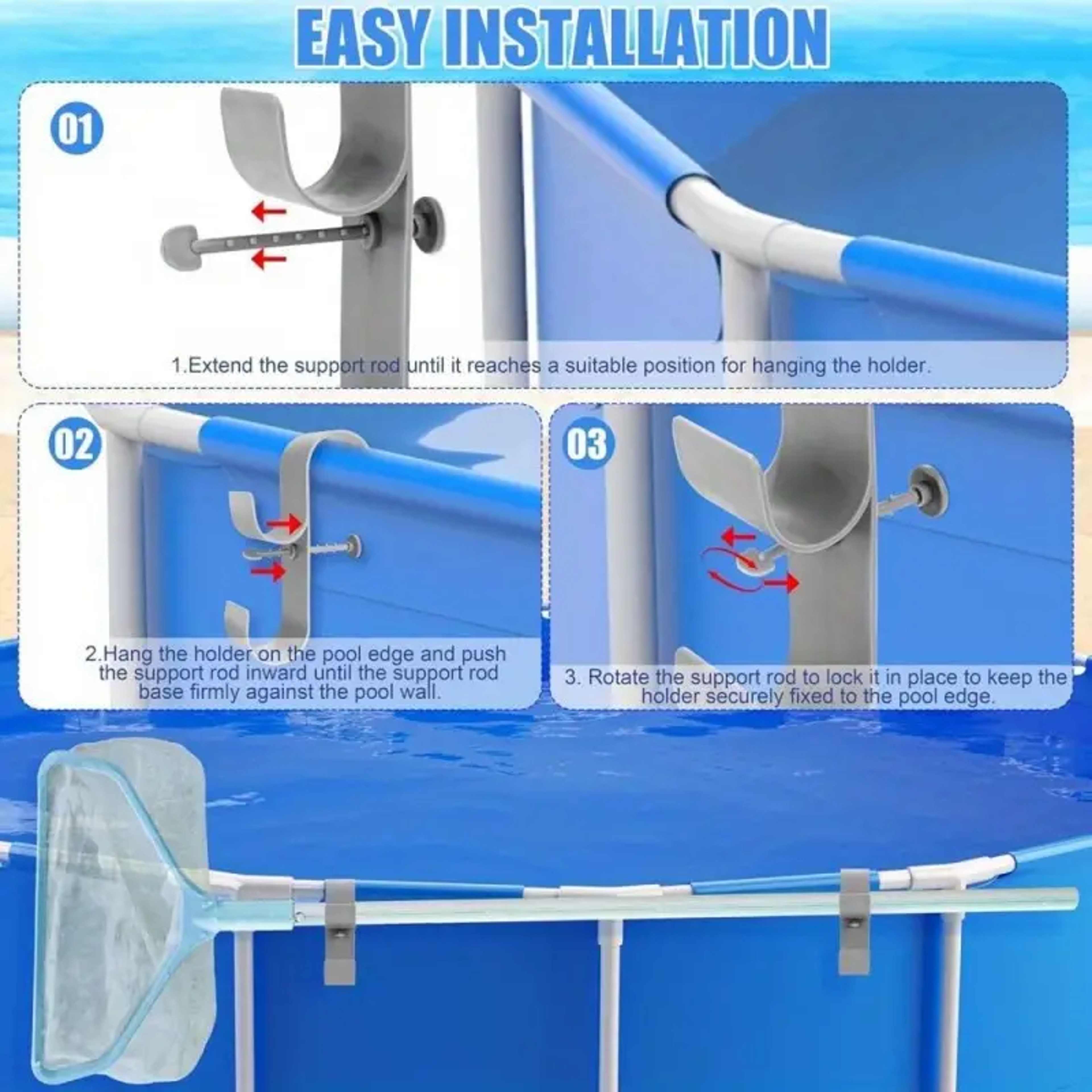 Adjustable Pool Pole Hanger Heavy Duty Pool Tool Organizer For Above Ground Pool Accessories 1