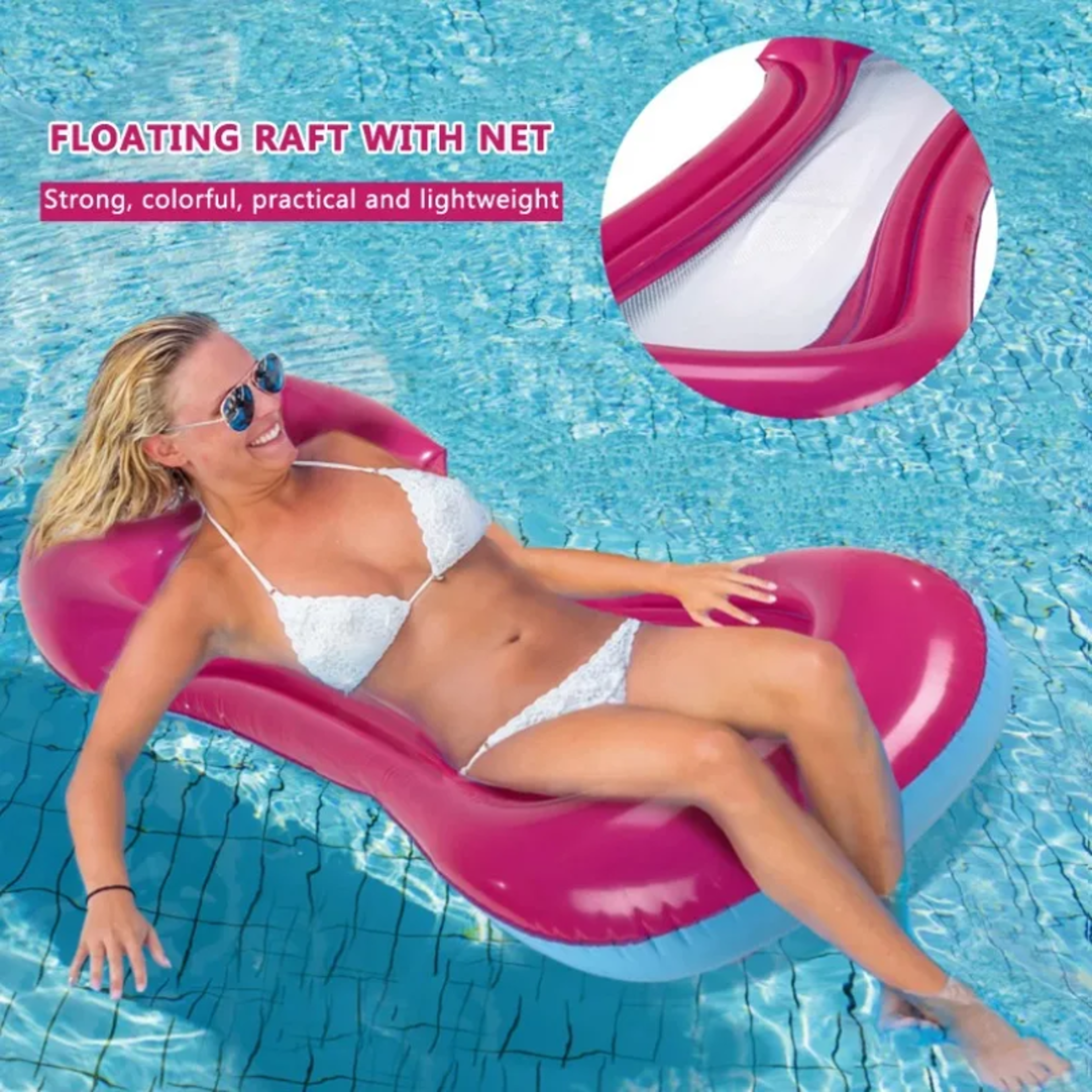 Foldable Water Hammock Inflatable Pool Float Lounge Bed for Swimming Pools & Beach Relaxation – view 3