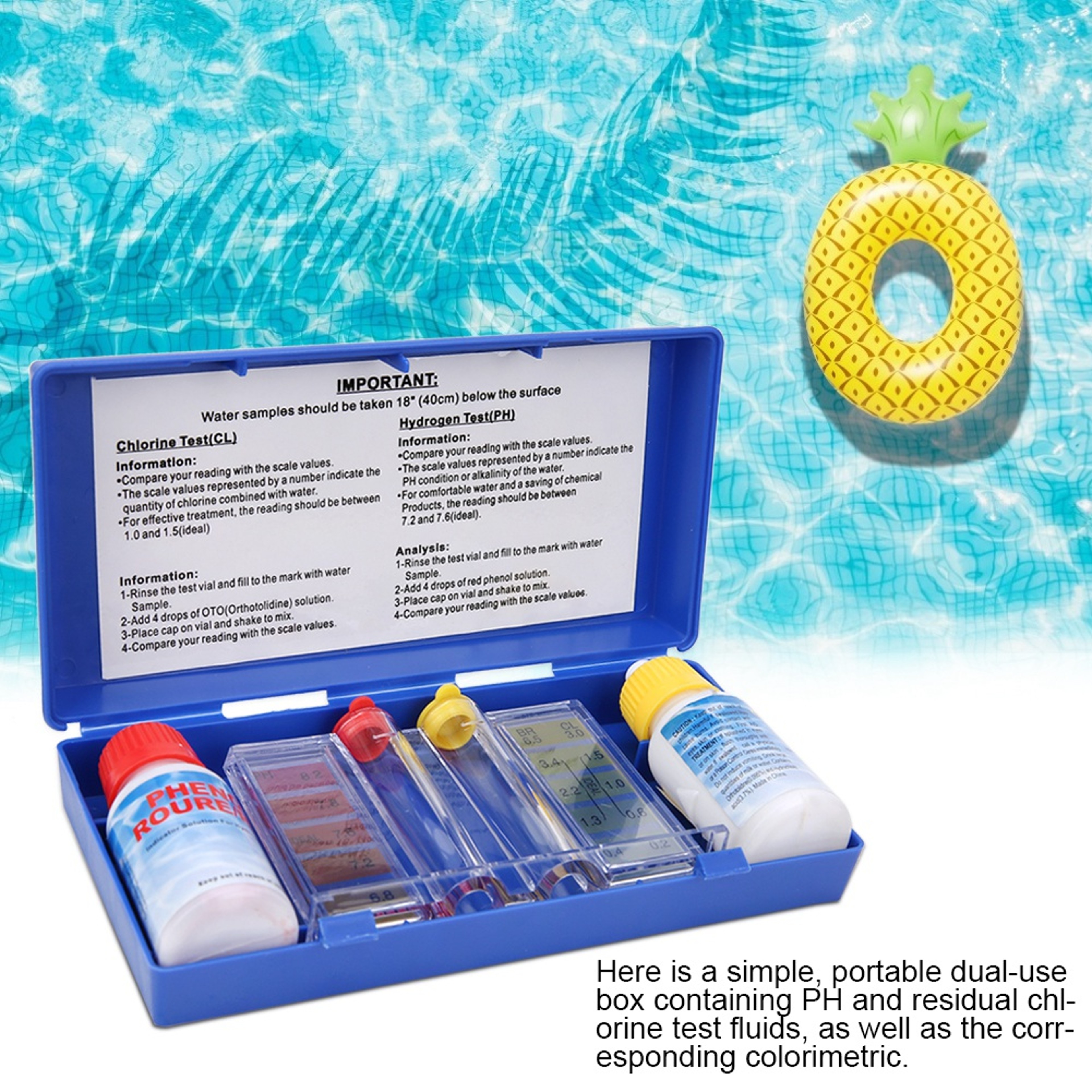 Pool Water Test Kit Accurate pH Chlorine Tester for Swimming Pools, Spas & Hot Tubs – view 2