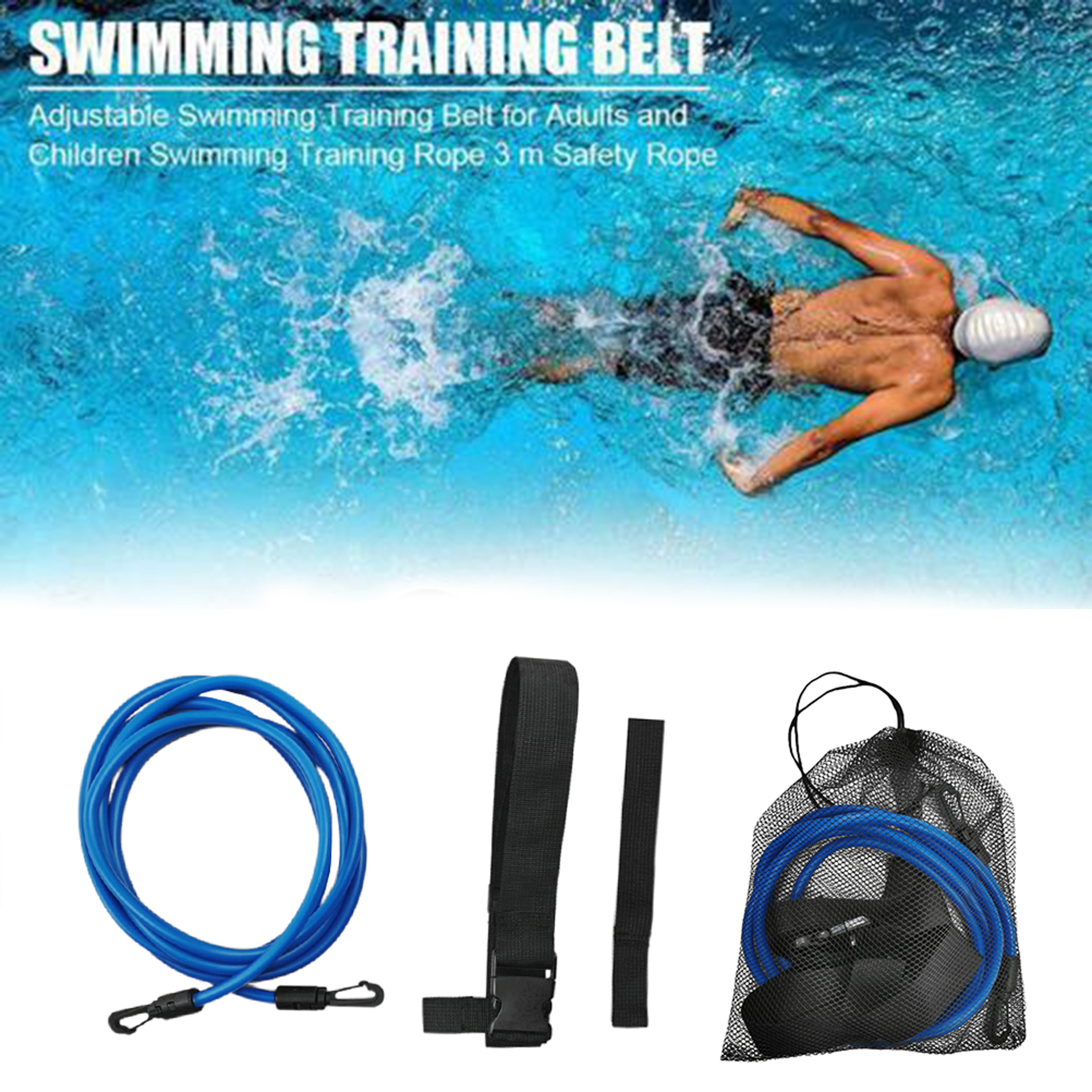 ProFlex Swimming Training Belt With Adjustable Swim Resistance Belt  Stationary Swim Trainer 3