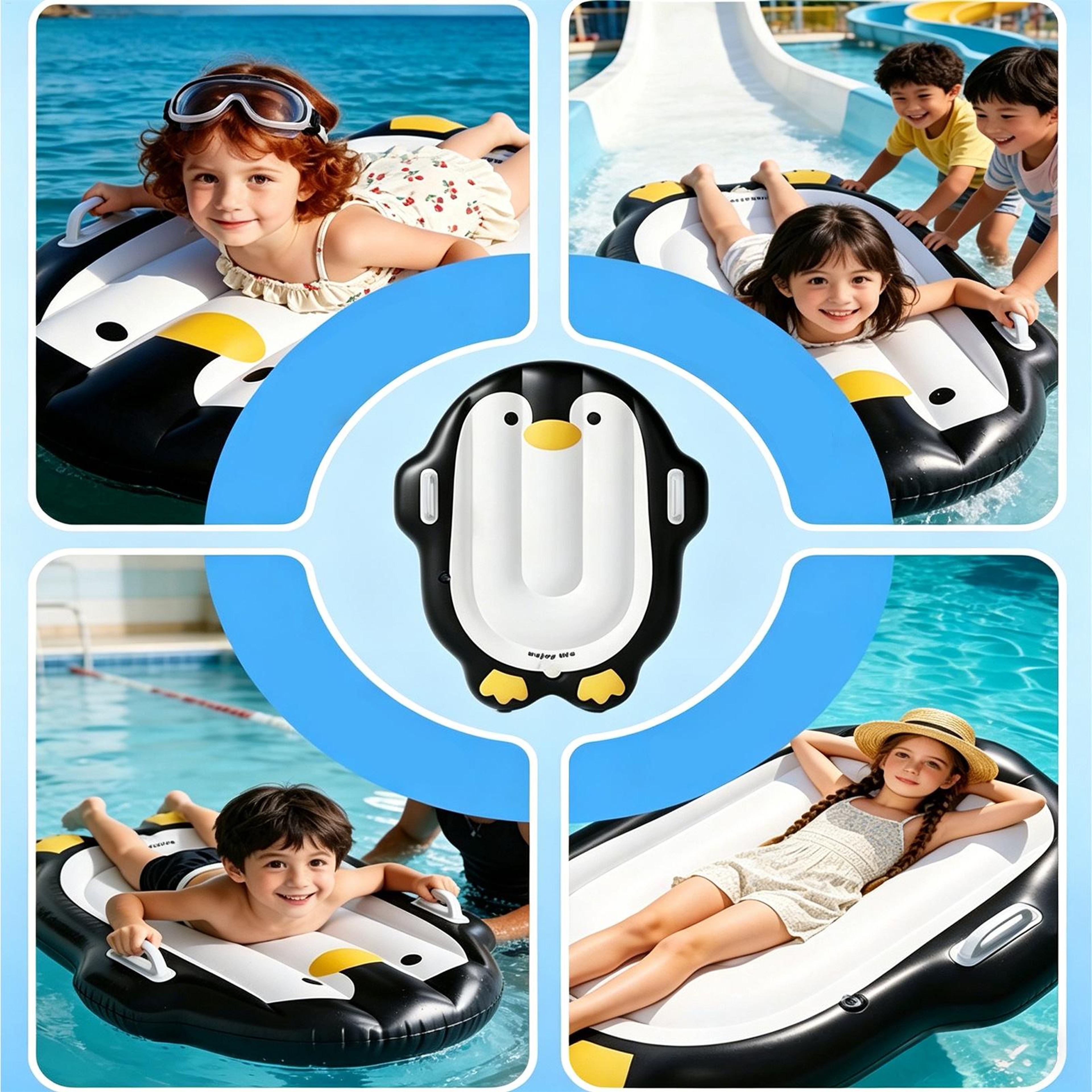 Penguin Kids Inflatable Surfboard Pool Float For Beach Lake  Backyard Water Fun 4