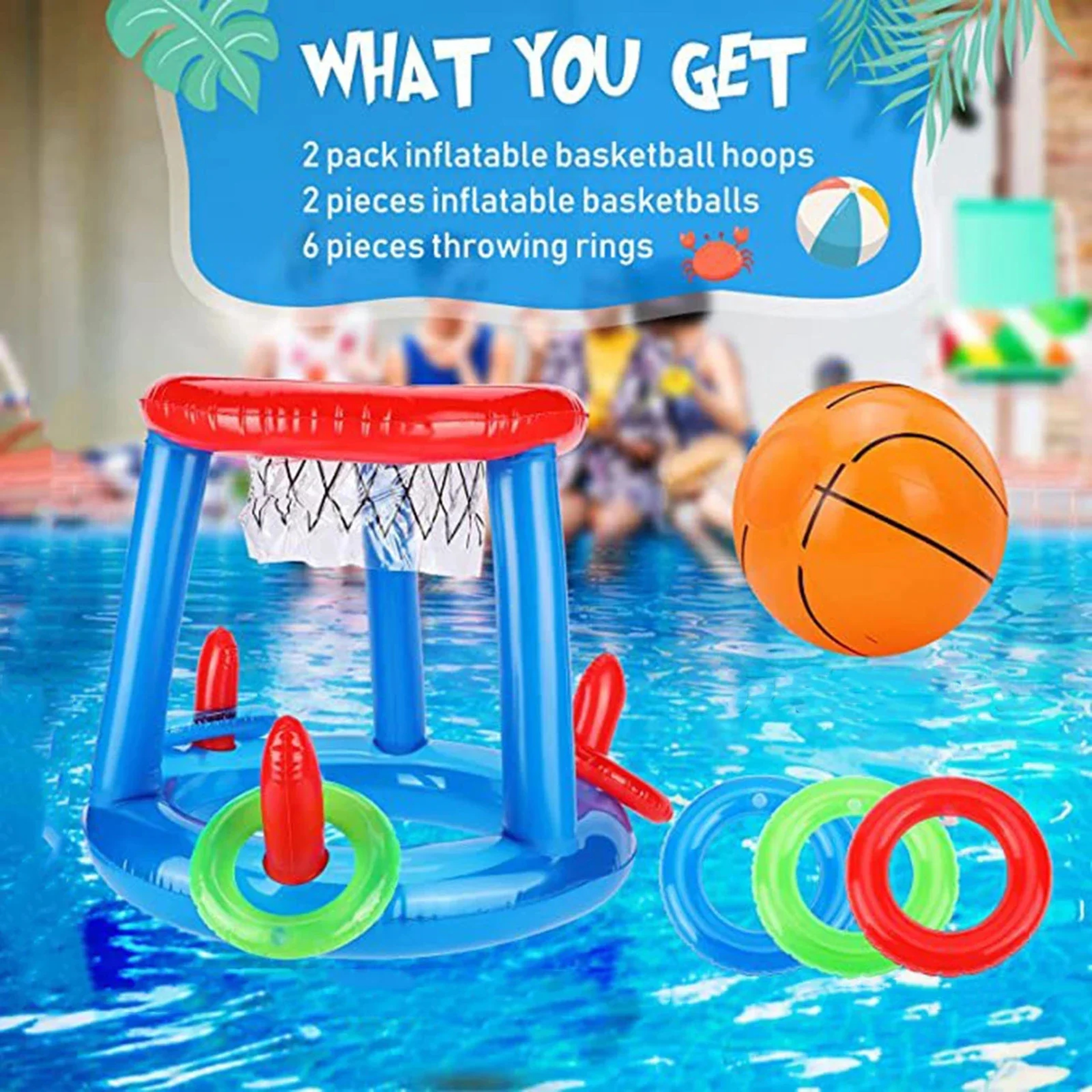 Inflatable Pool Game Basketball Hoop & Ring Toss Set for Kids & Adults – view 4