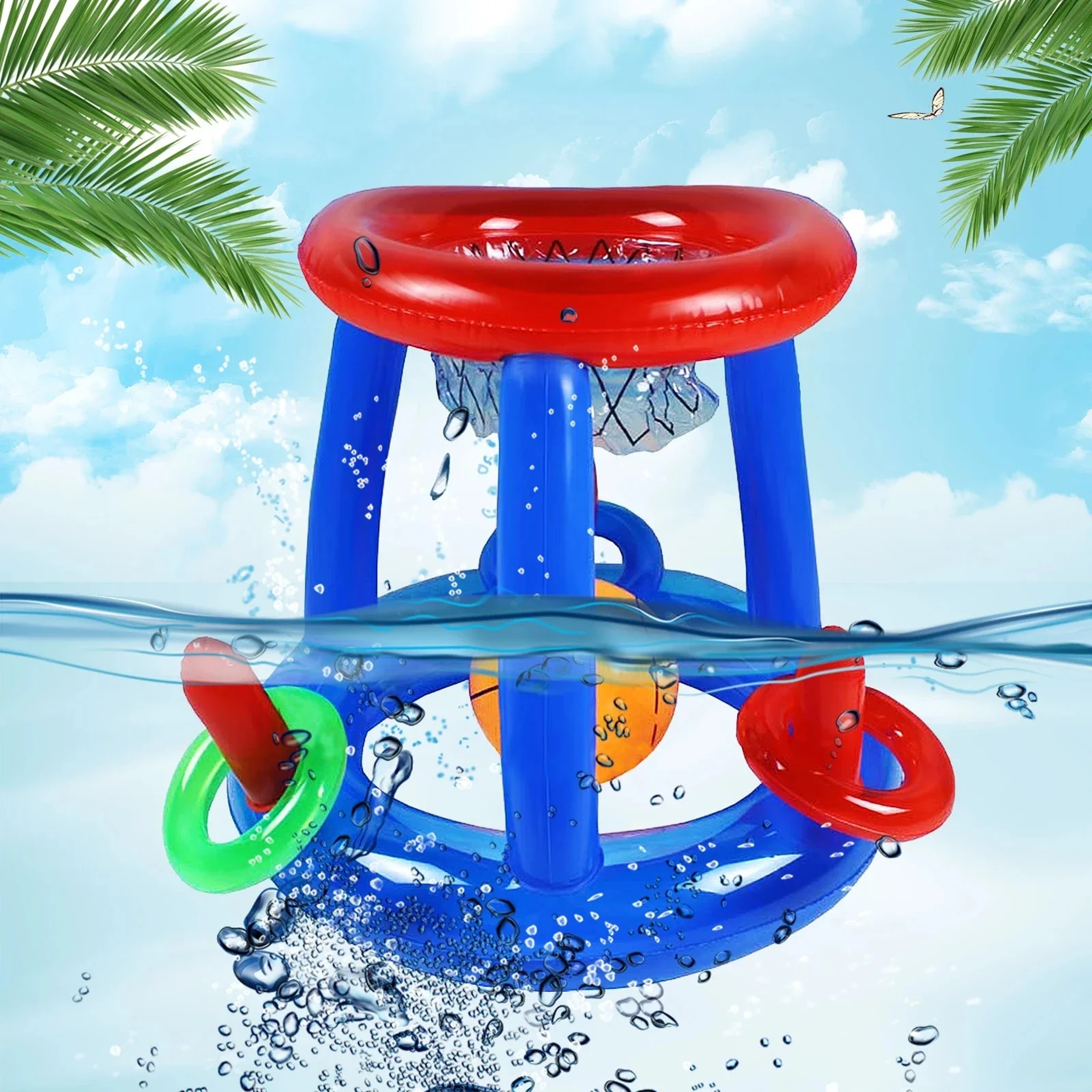 Inflatable Pool Game Basketball Hoop & Ring Toss Set for Kids & Adults – view 5