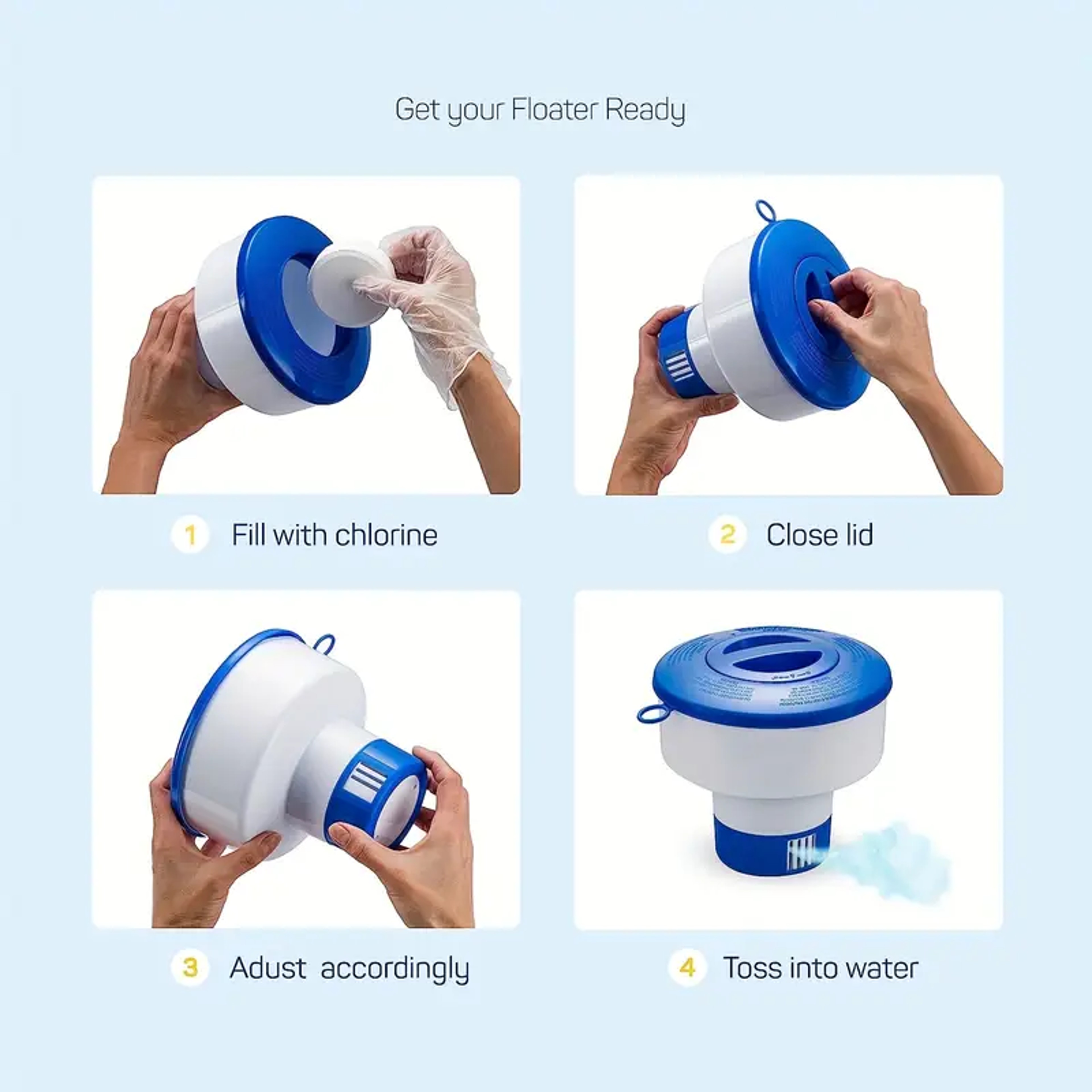 Floating Pool Chlorine Dispenser with Pull Ring Foldable Pool Tablet Floater for Pools & Spas – view 5