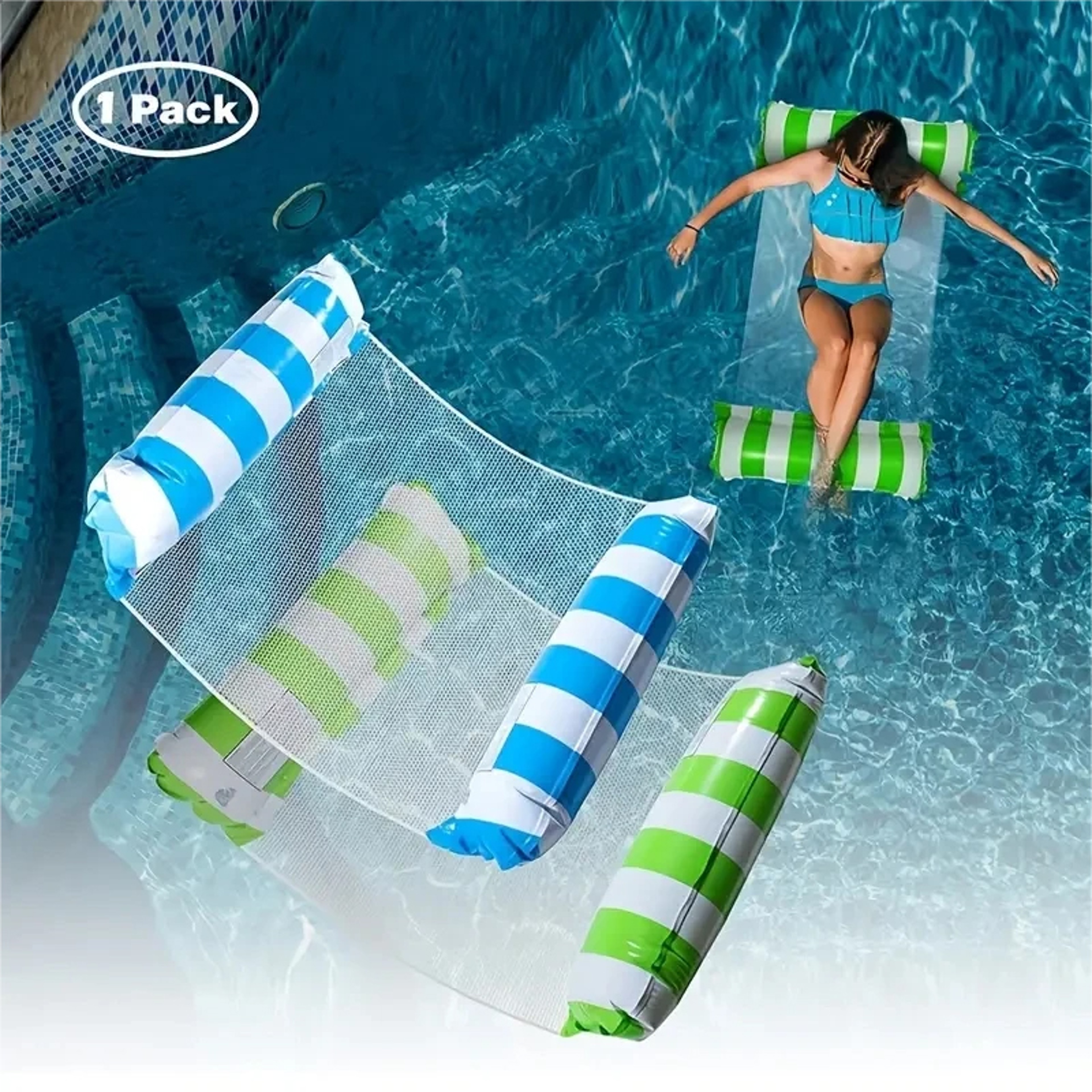 Foldable Pool Hammock Float Portable Inflatable Pool Float  Floating Water Hammock For Adults 0