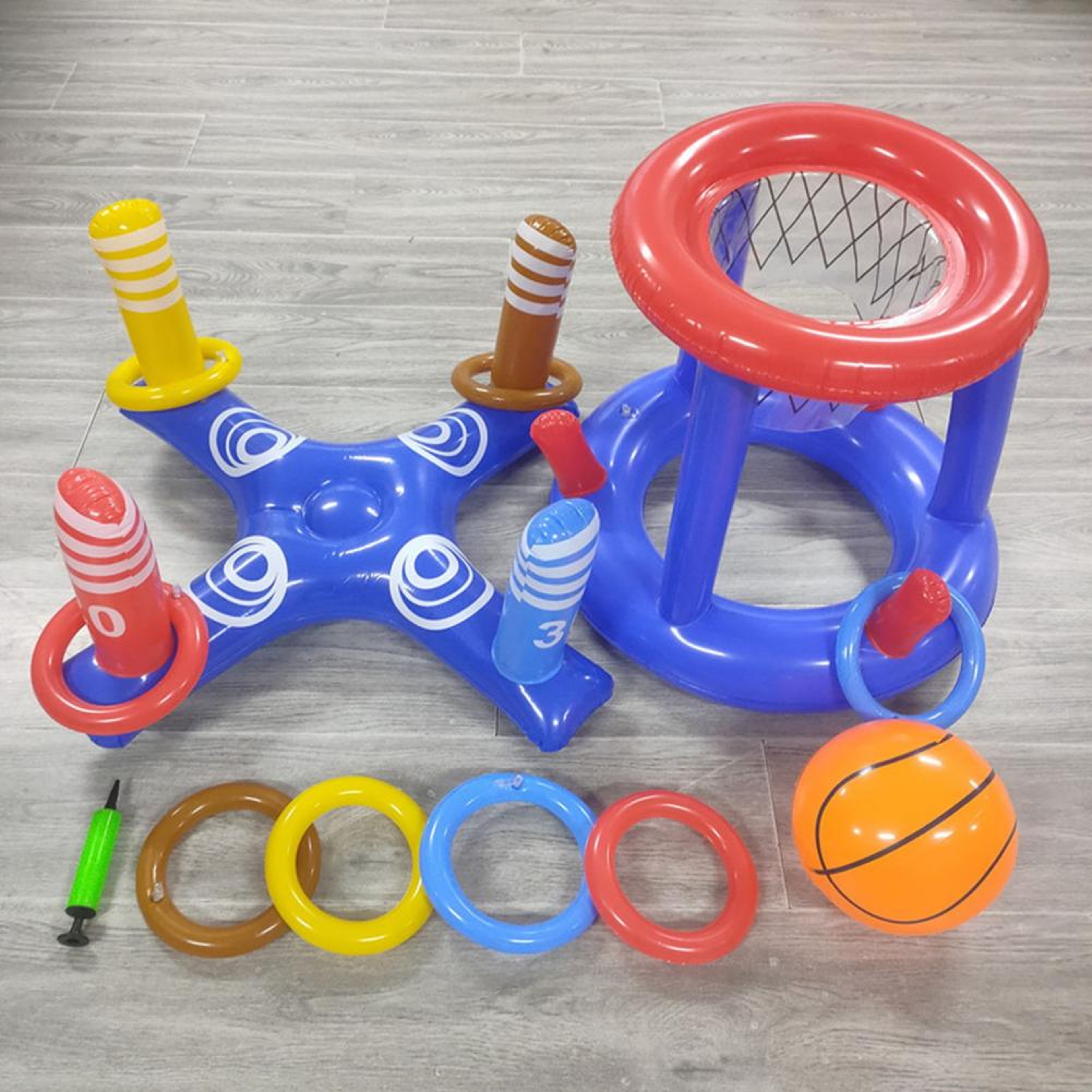 Inflatable Pool Basketball Hoop & Ring Toss Game Set for Kids & Adults – view 4