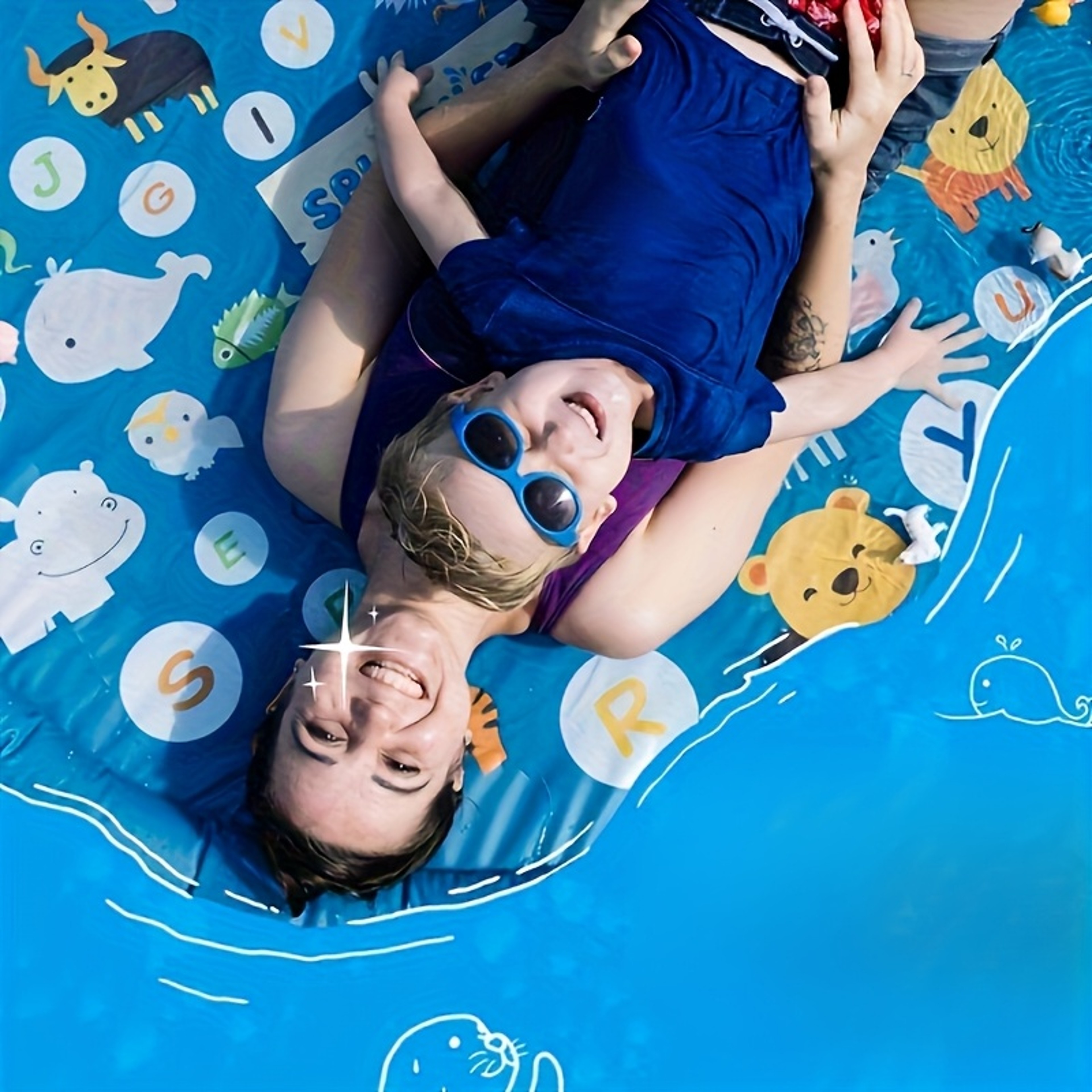 Extra Large Kids Splash Pad Inflatable Sprinkler Mat with Alphabet & Animal Learning Game – view 4