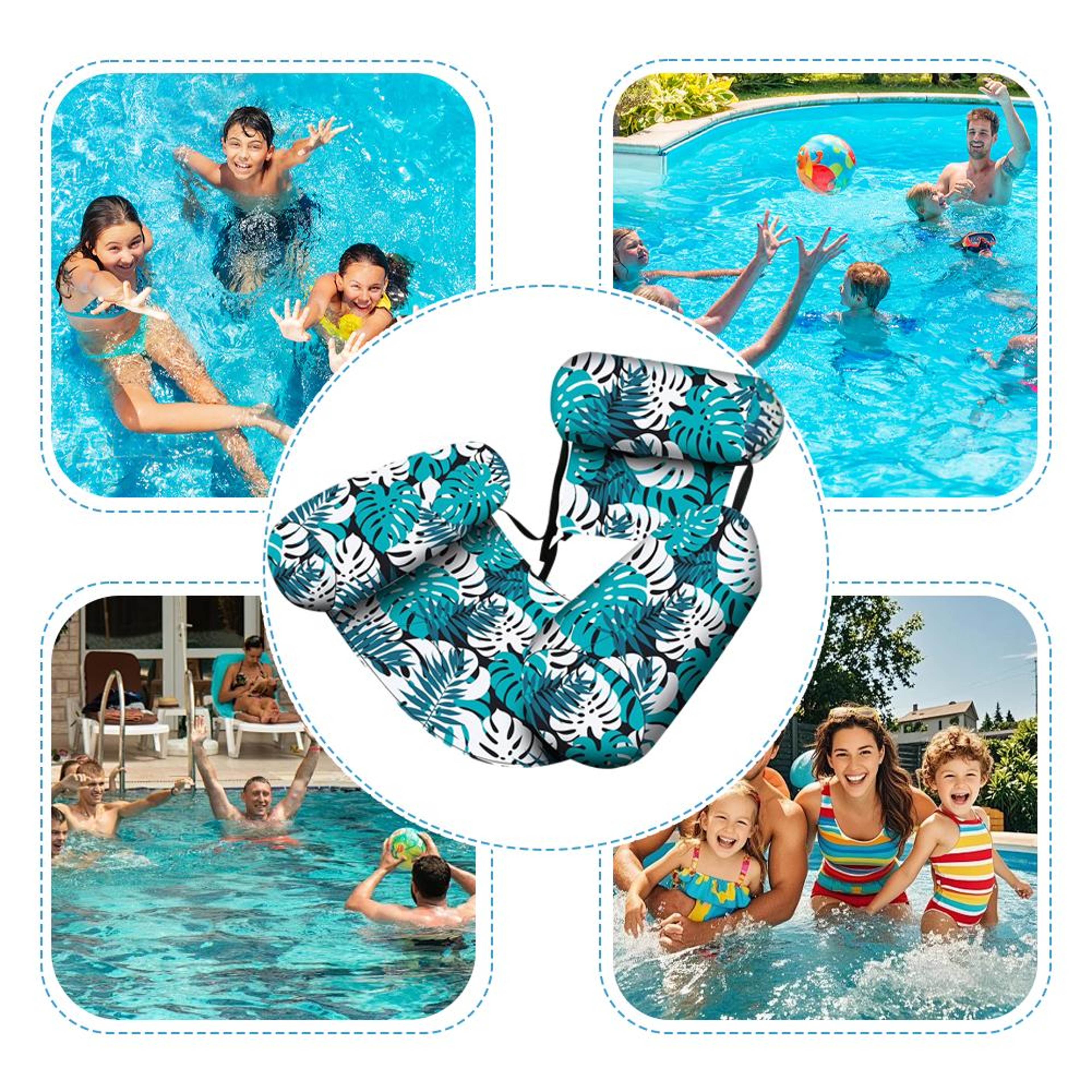 Inflatable Pool Float Lounge Chair With Backrest  Armrests Foldable Floating Recliner For Adults 1