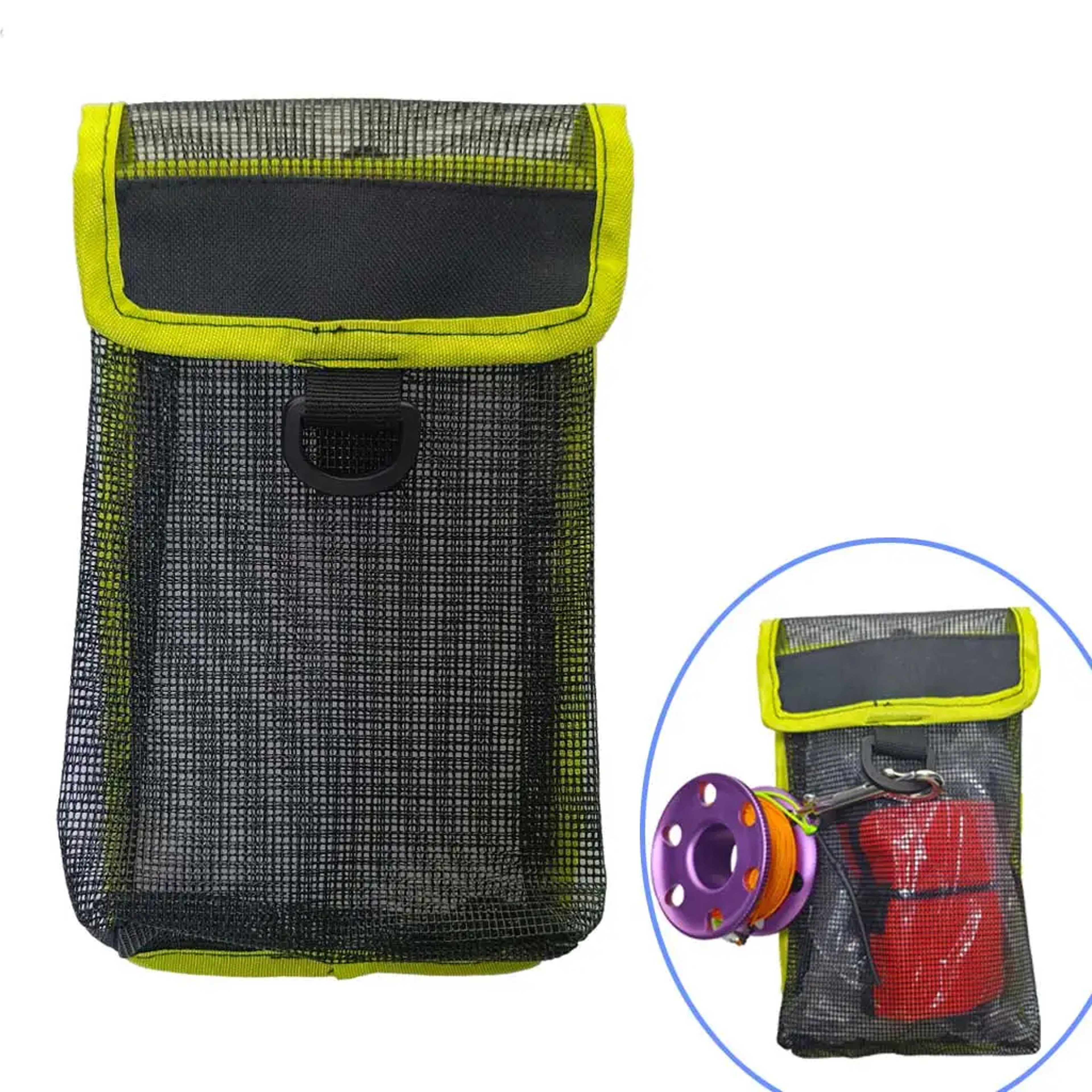 Scuba Diving SMB Storage Bag Mesh Surface Marker Buoy Pouch with BCD Clip – view 1