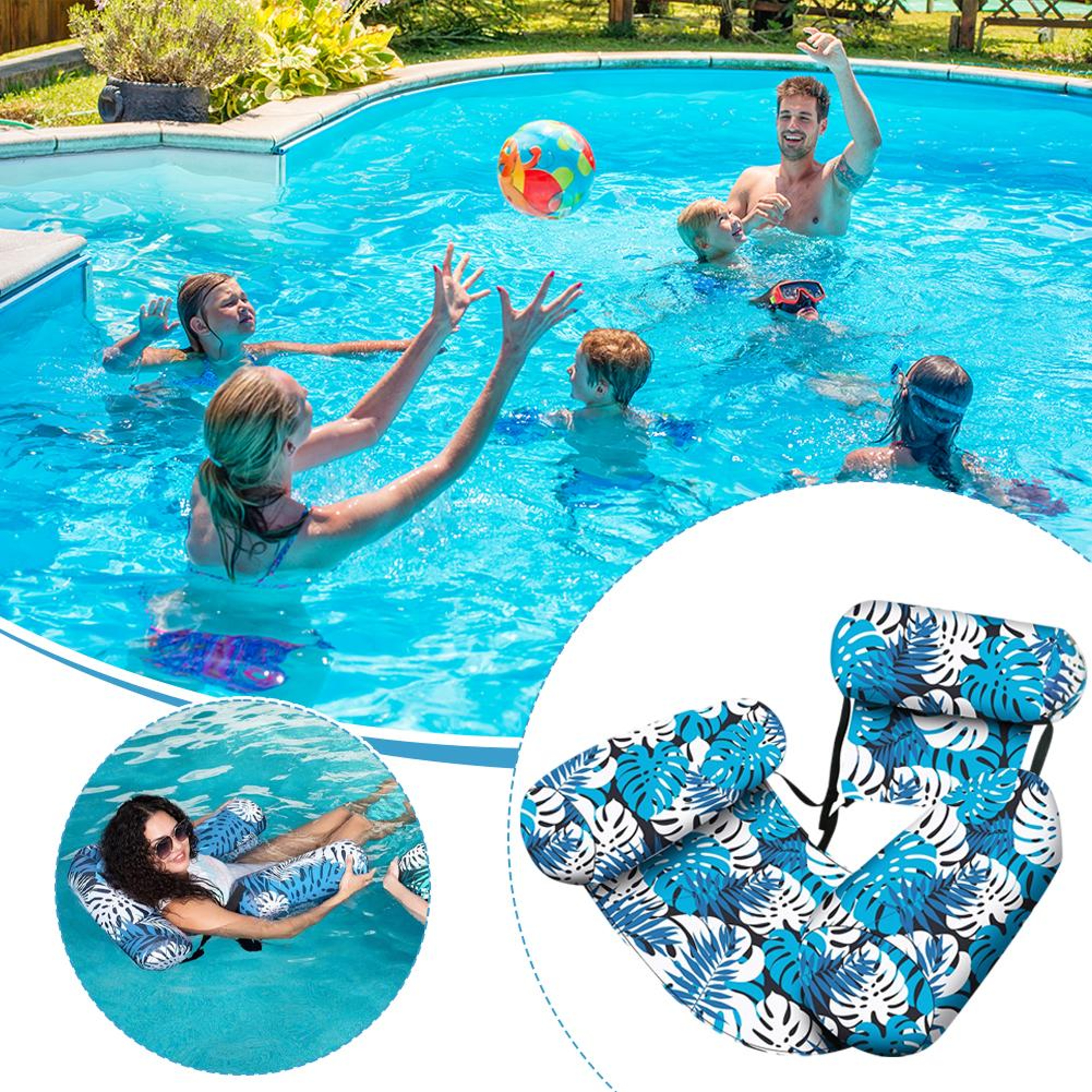 Inflatable Pool Float Chair With Backrest Foldable Pool Float Seat For Pool Beach And Lake Relaxati 1