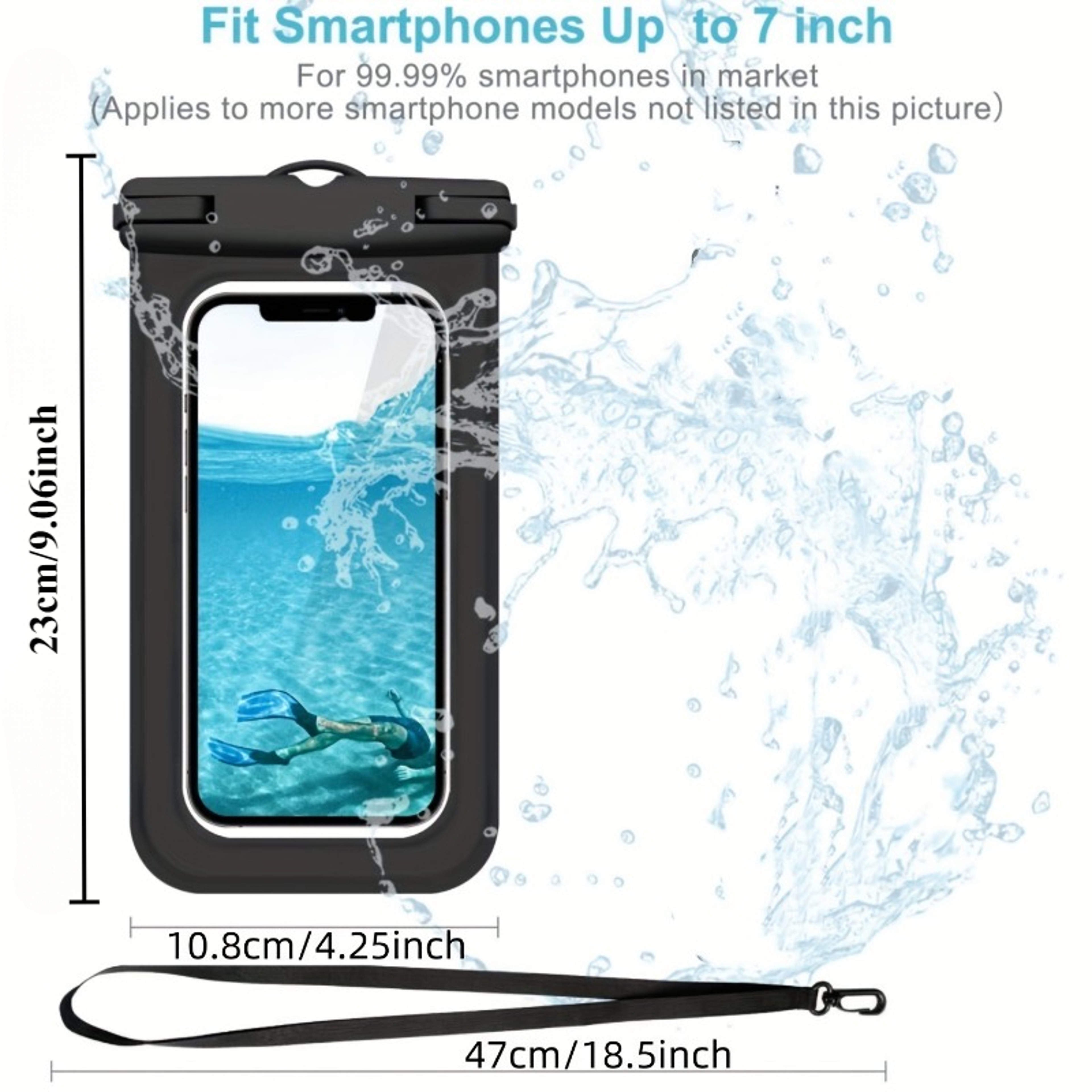 Universal Waterproof Phone Pouch Clear Underwater Phone Case For Swimming Beach  Travel 2