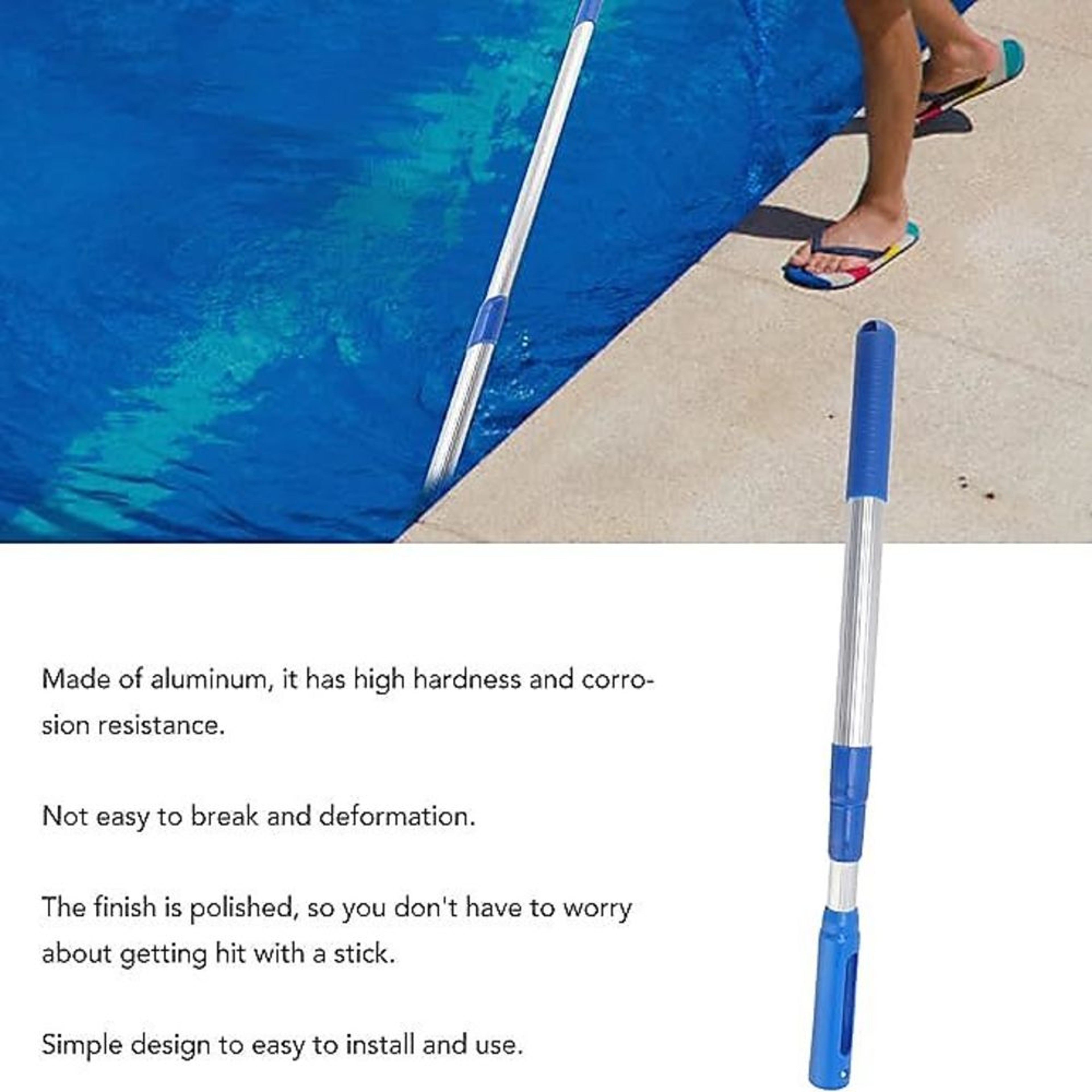Heavy Duty Telescopic Pool Pole for Skimmer Nets and Pool Cleaning Tools – view 6