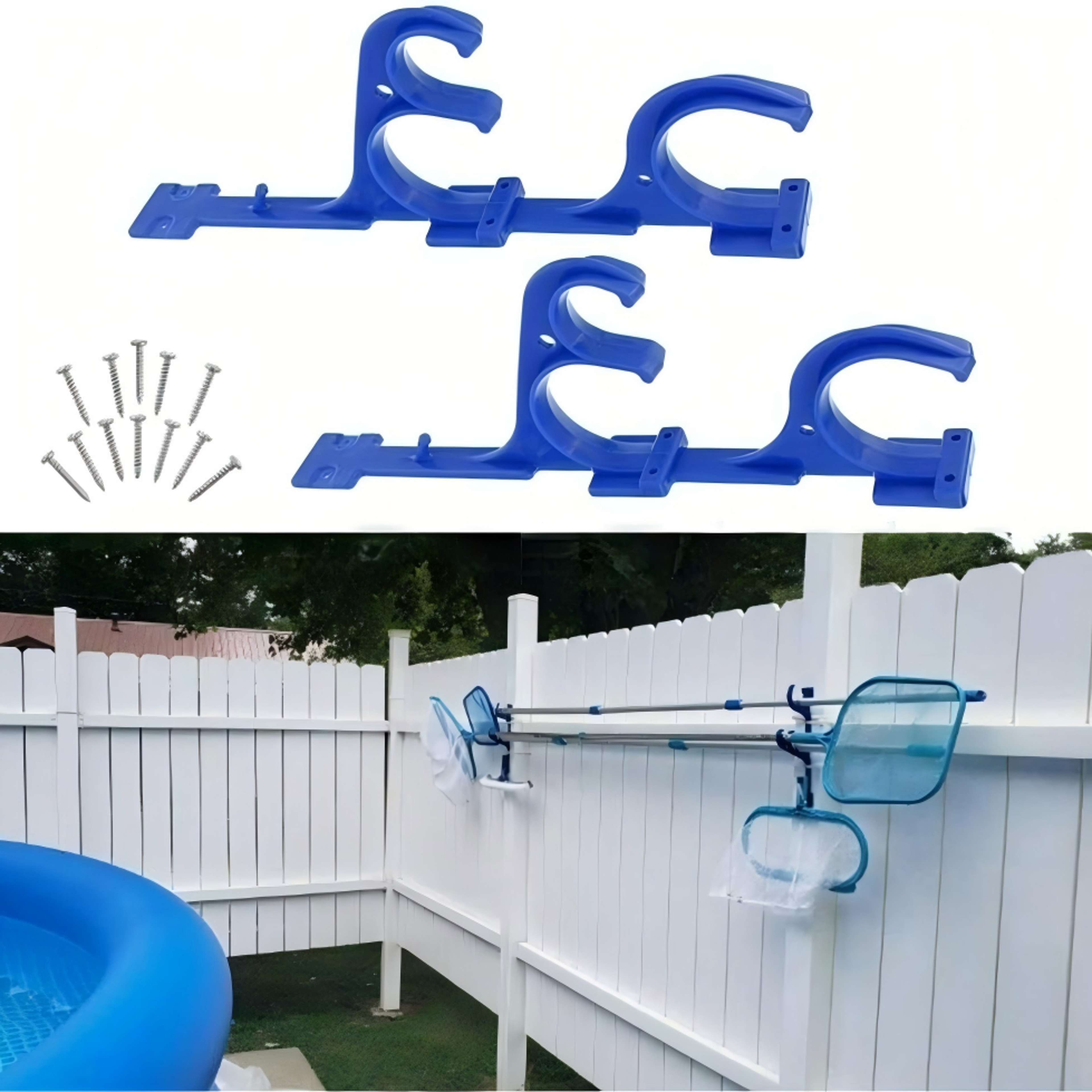 Heavy Duty Pool Pole Hanger Wall Mount Pool Tool Organizer for Telescoping Poles & Accessories – view 1