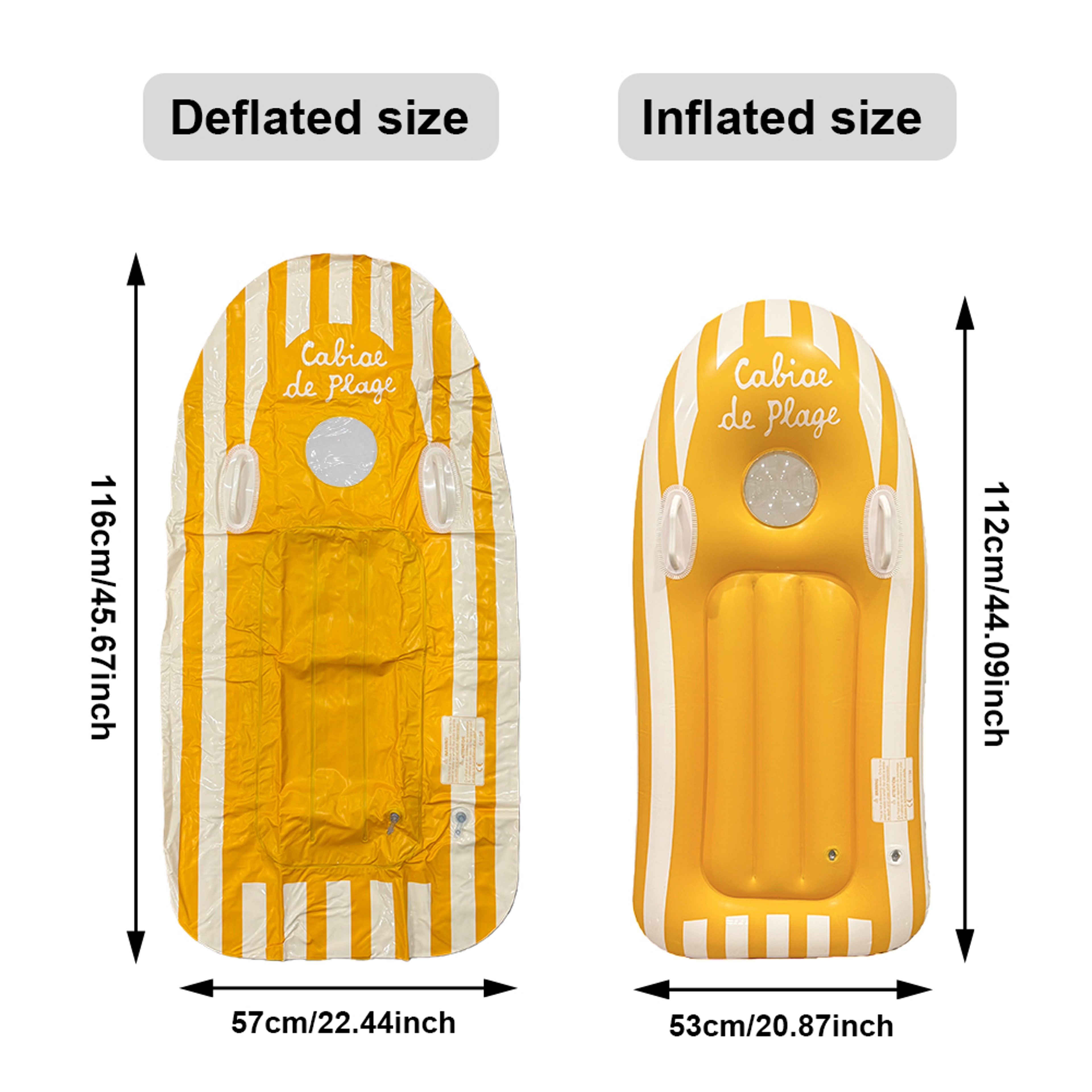 Striped Inflatable Pool Float with Cup Holder Surfboard Style Pool Lounge Mat – view 5